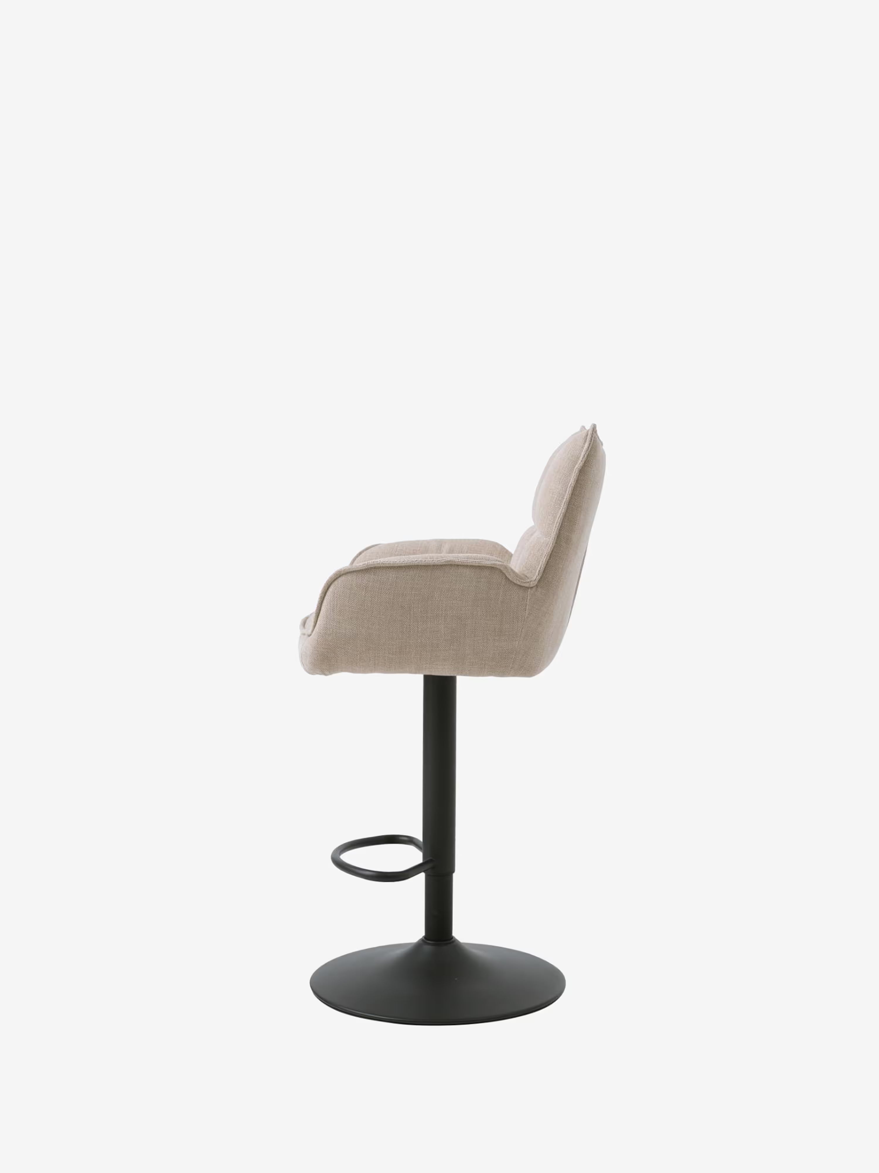 Marilla Tabouret de bar réglable en hauteur et pivotant - tissu certifié et base en métal