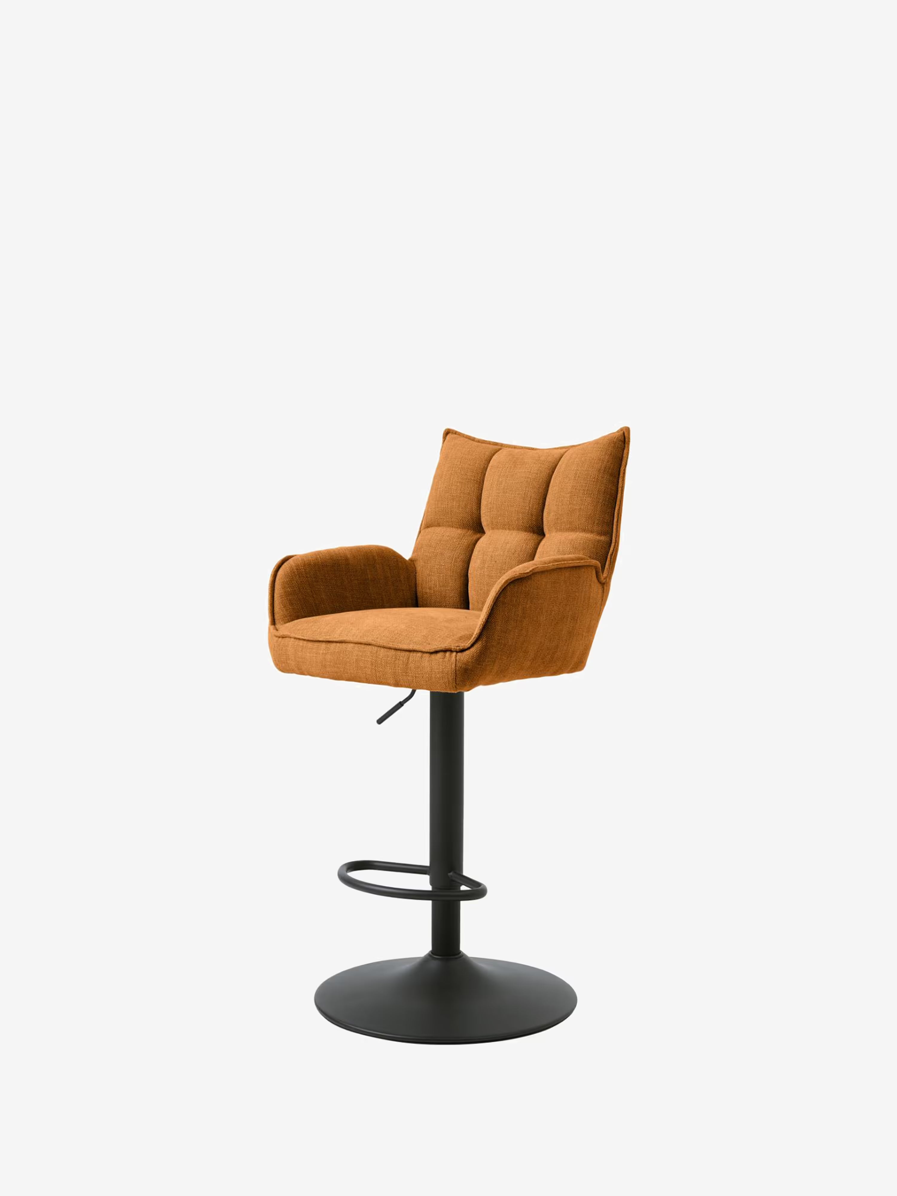 Marilla Tabouret de bar réglable en hauteur et pivotant - tissu certifié et base en métal
