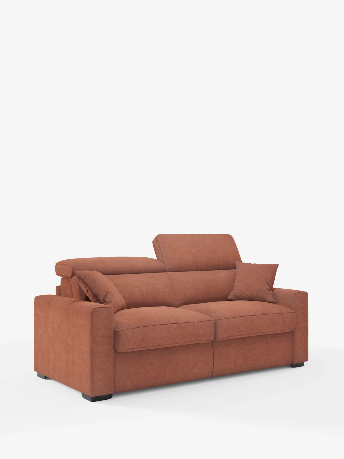 Amber Modernes Schlafsofa aus abwaschbarem grünen Stoff - abziehbar und mit verstellbaren Kopfstützen