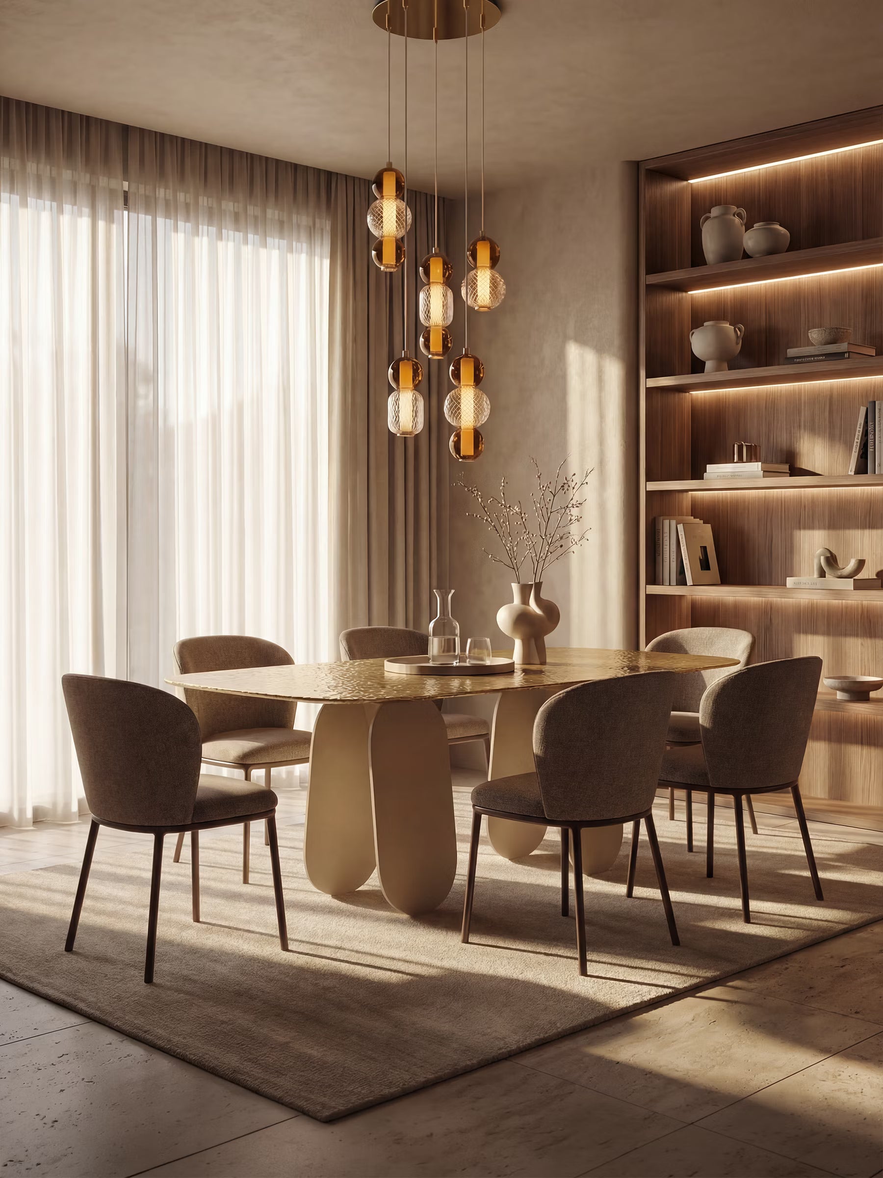 Maya Mesa de comedor rectangular en vidrio martillado 210/240 cm