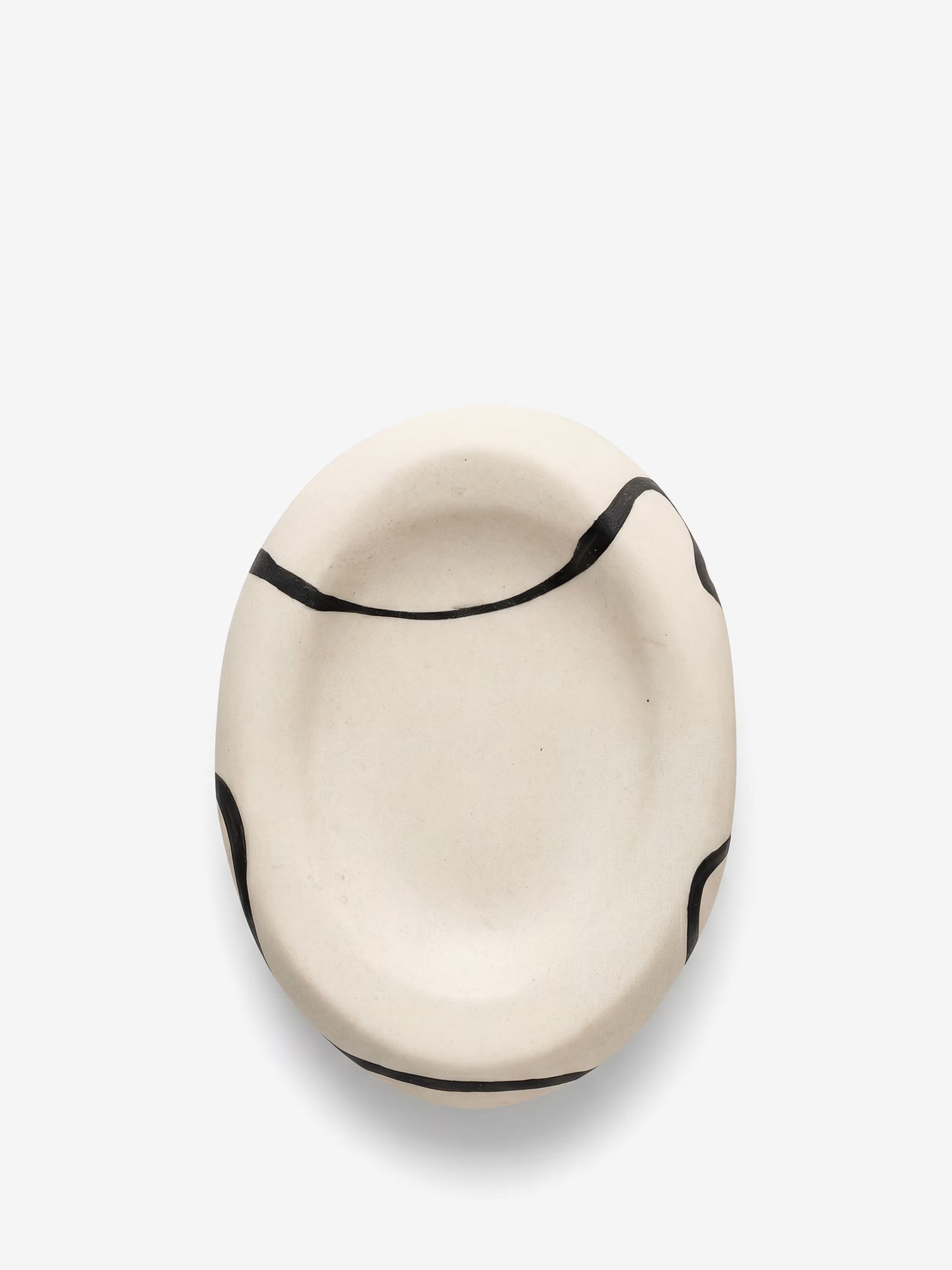 Minna cuenco decorativo de gres blanco con motivo negro pintado a mano
