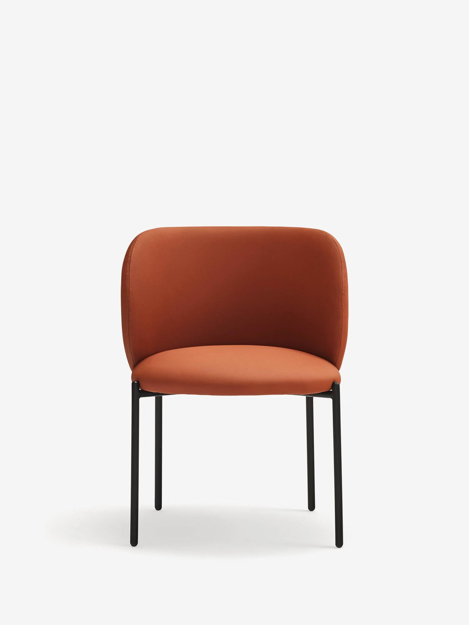 Mogi Chaise rembourrée en cuir vegan avec pieds en métal noir