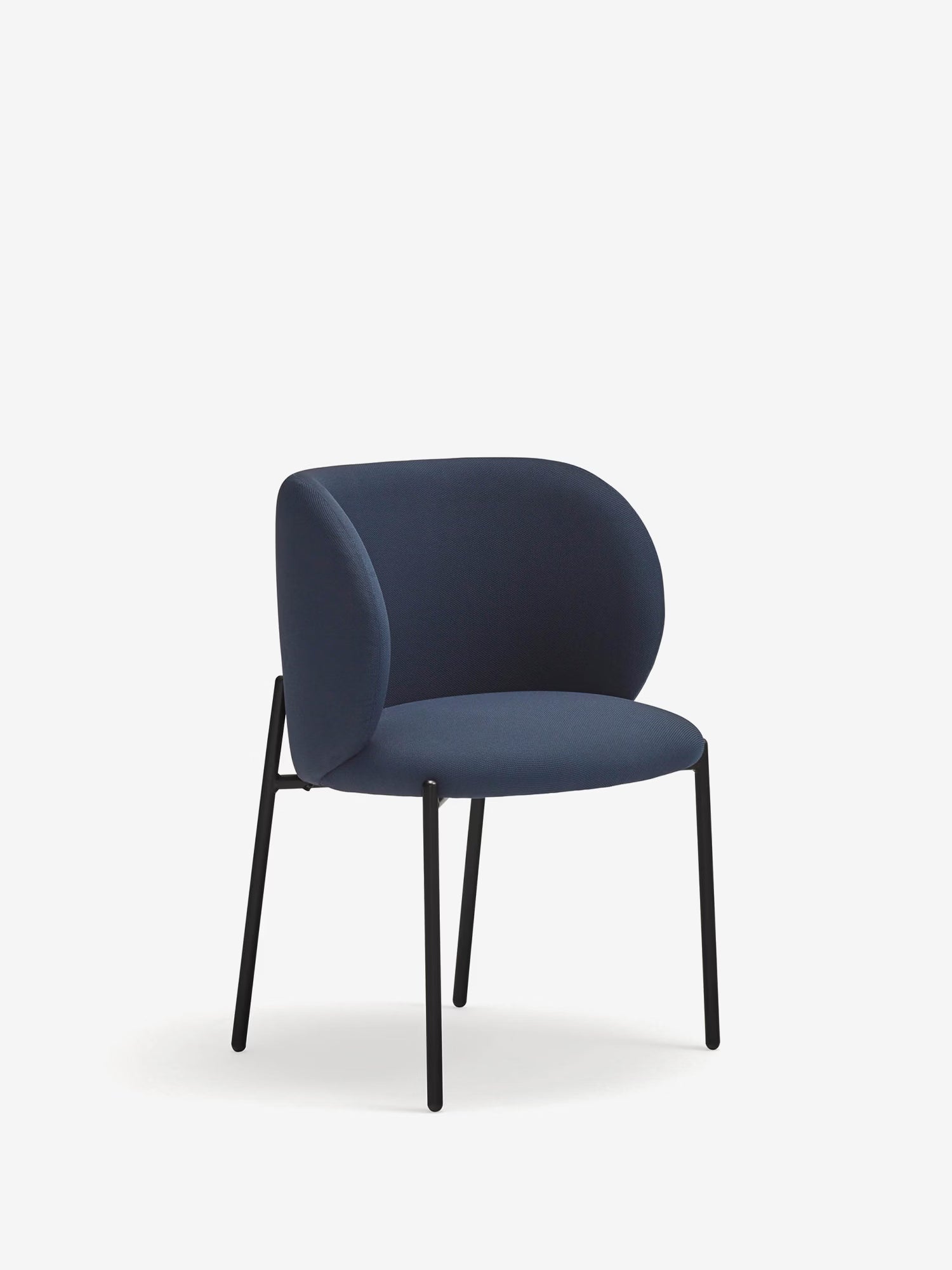 Mogi Chaise rembourrée en tissu recyclé certifié Oeko-tex® avec pieds en métal noir