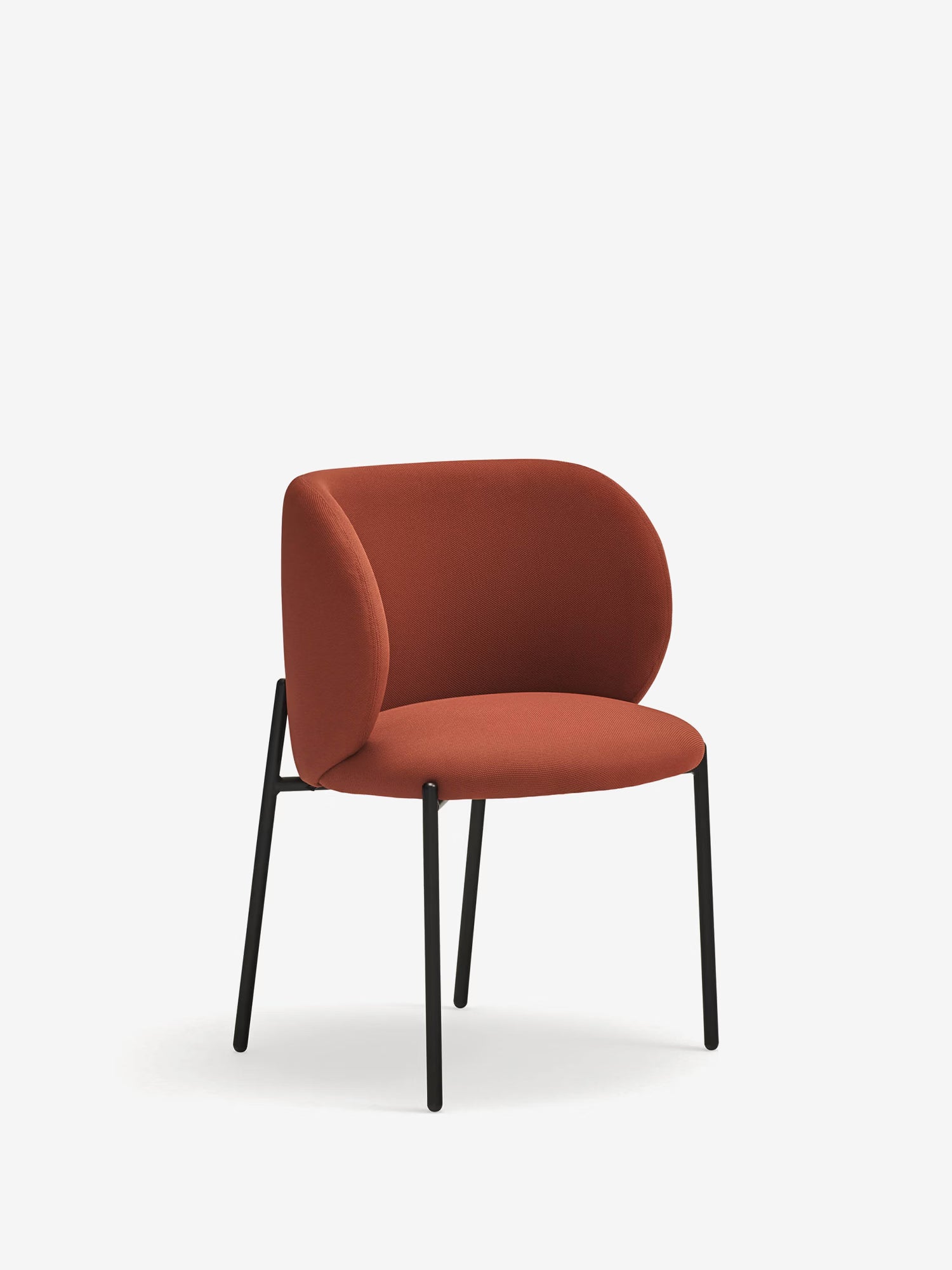 Mogi Chaise rembourrée en tissu recyclé certifié Oeko-tex® avec pieds en métal noir