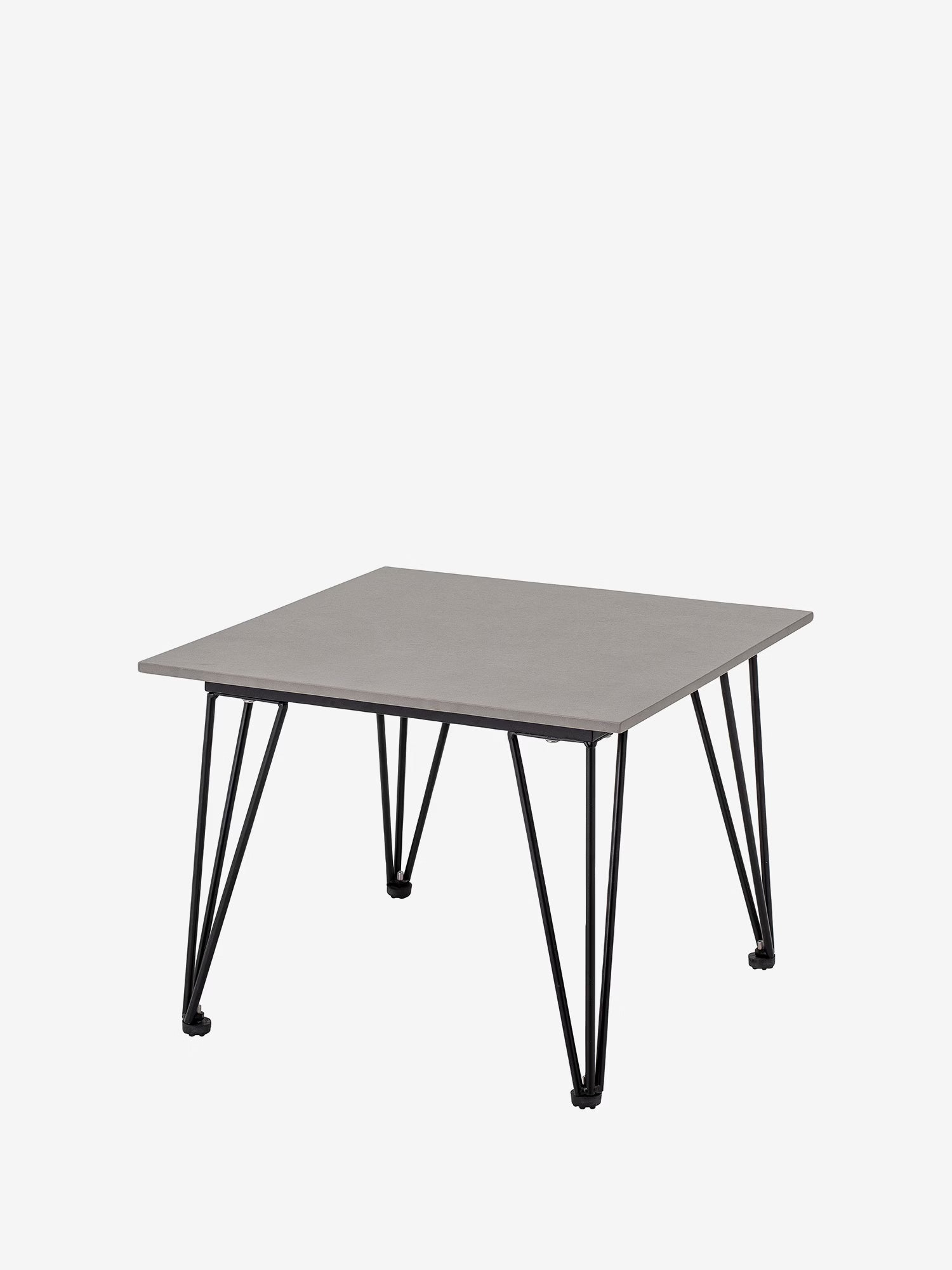Mundo Quadratischer Outdoor-Beistelltisch aus grauem Faserzement und schwarzem Metall
