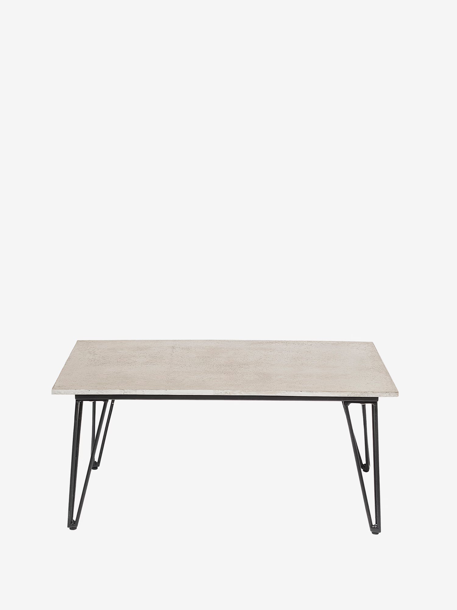 Mundo Rechteckiger Outdoor-Beistelltisch aus grauem Faserzement und schwarzem Metall
