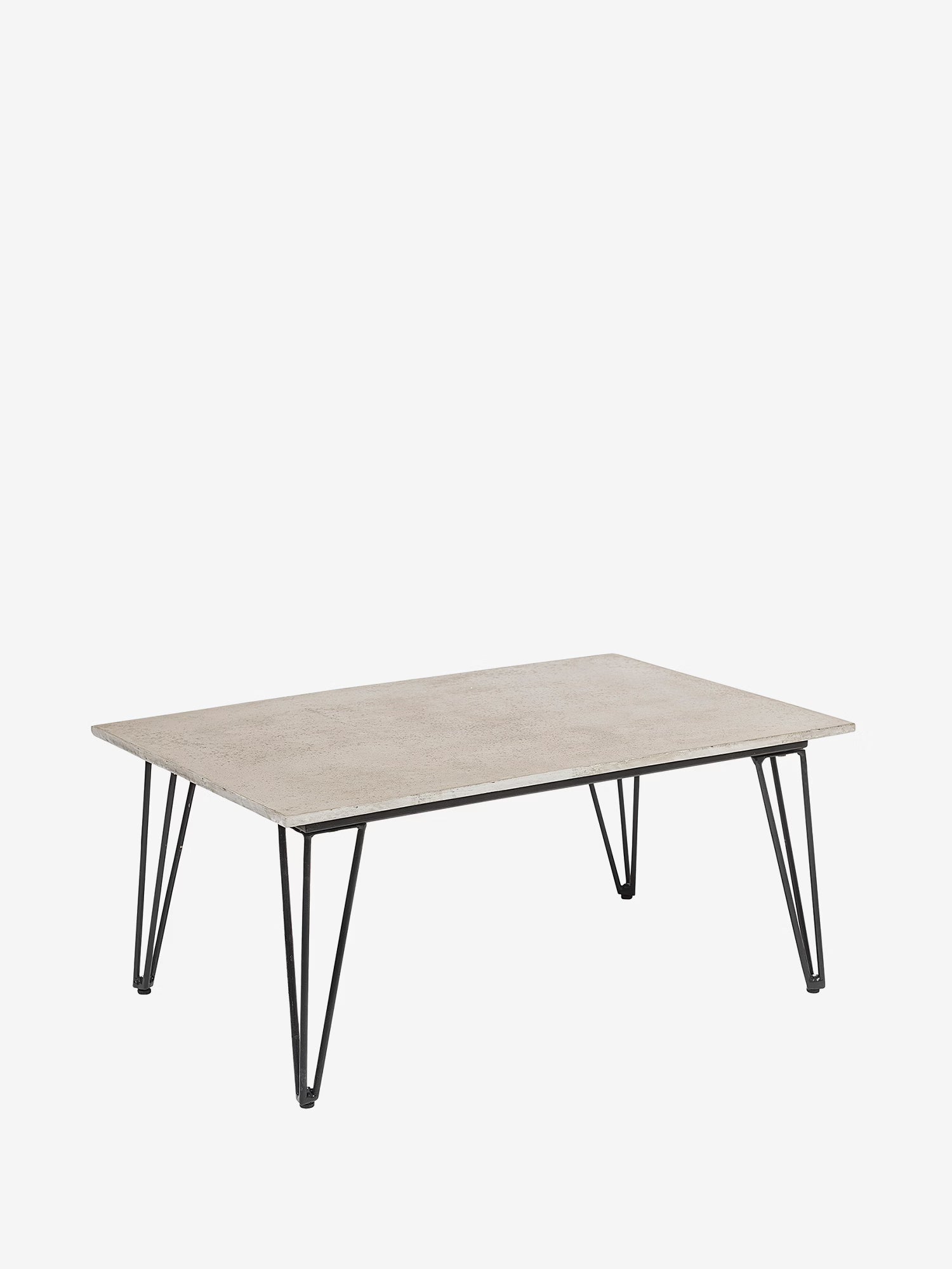 Mundo Rechteckiger Outdoor-Beistelltisch aus grauem Faserzement und schwarzem Metall