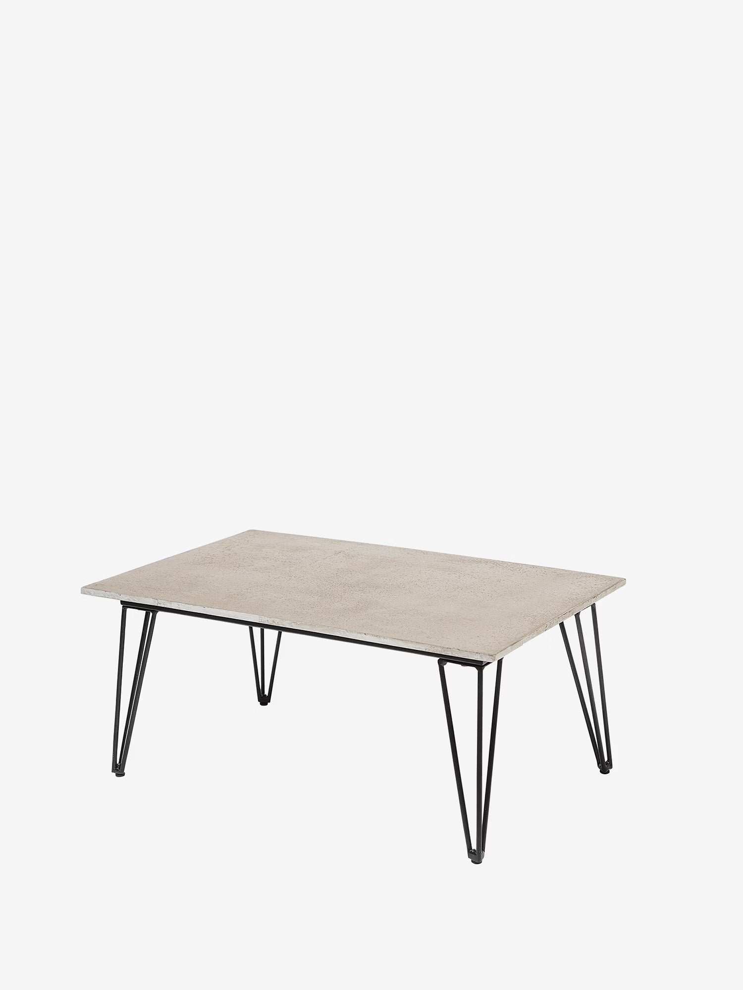 Mundo Rechteckiger Outdoor-Beistelltisch aus grauem Faserzement und schwarzem Metall