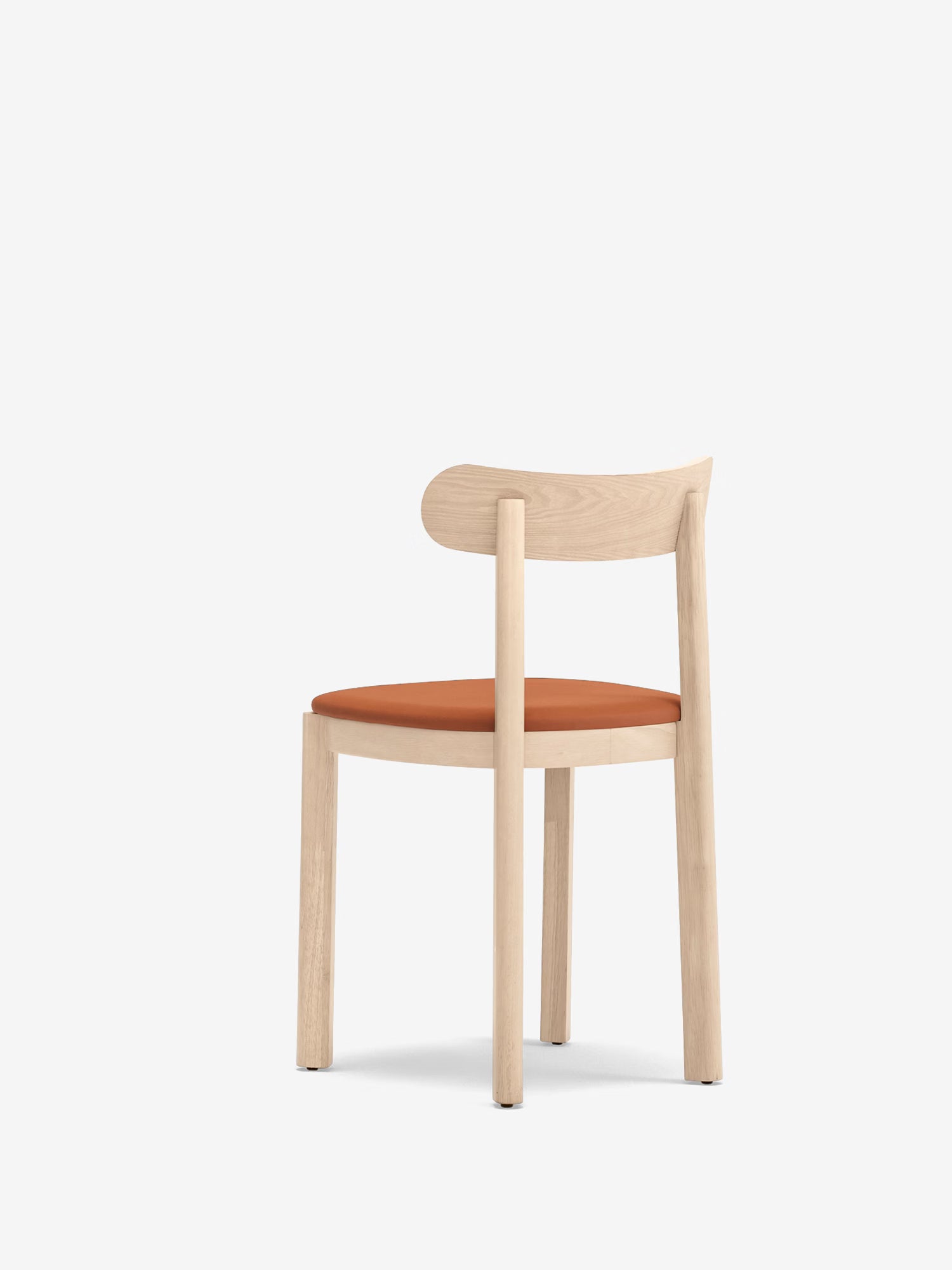 Nara Chaise en frêne et bois massif avec assise rembourrée en cuir vegan