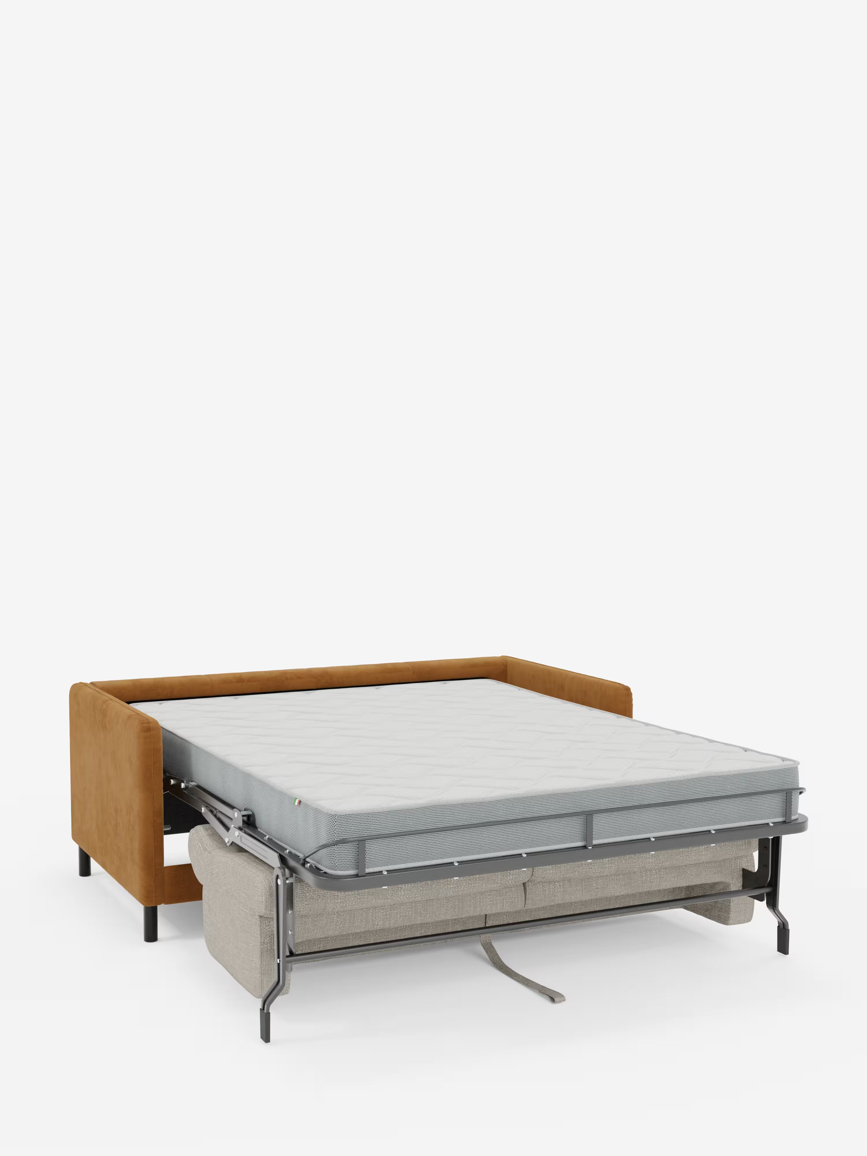 Narciso divano letto 2 e 3 posti materasso alto 18 cm - bicolore cuoio - panna in microfibra e ciniglia impermeabile