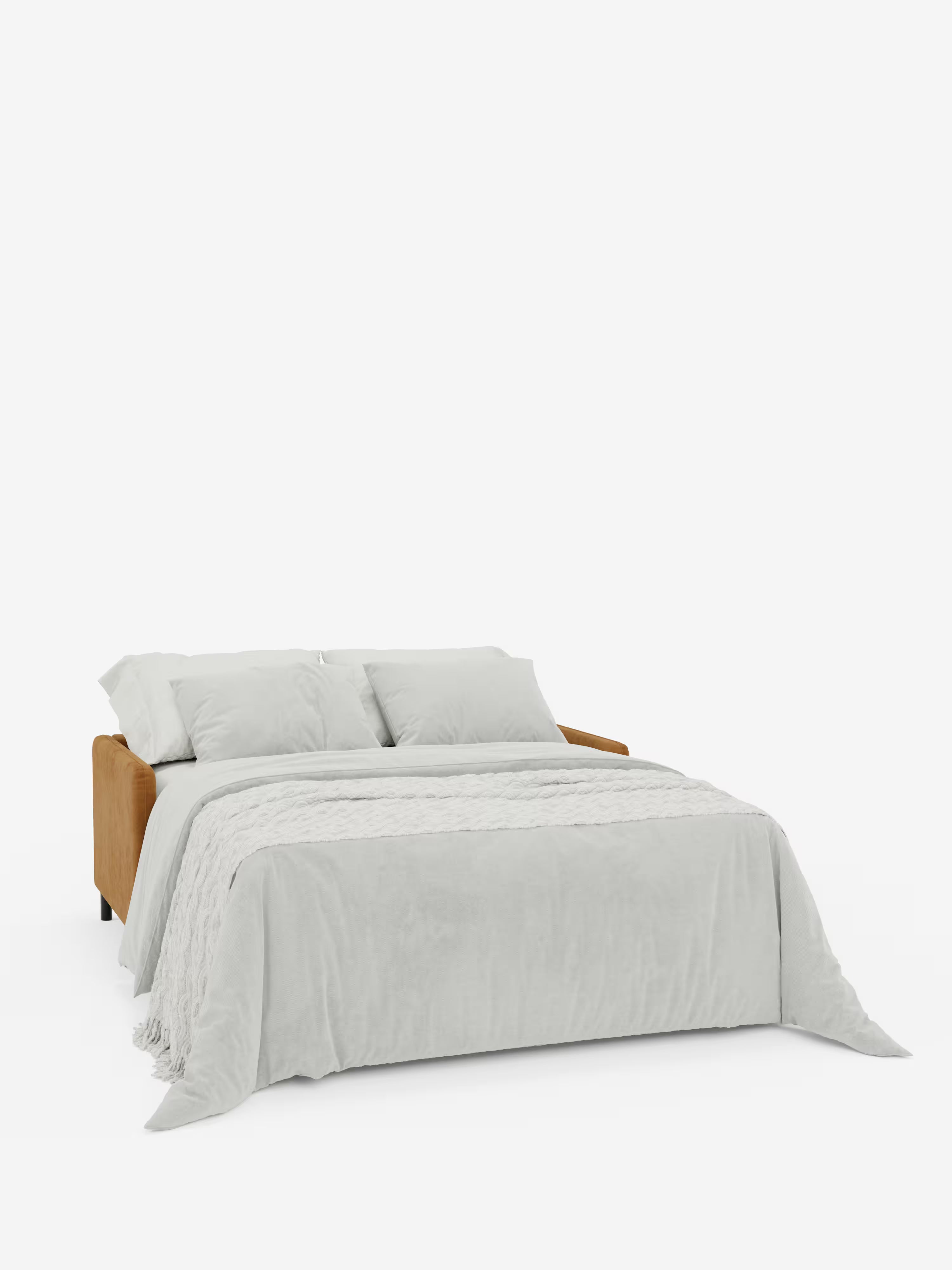 Narciso divano letto 2 e 3 posti materasso alto 18 cm - bicolore cuoio - panna in microfibra e ciniglia impermeabile