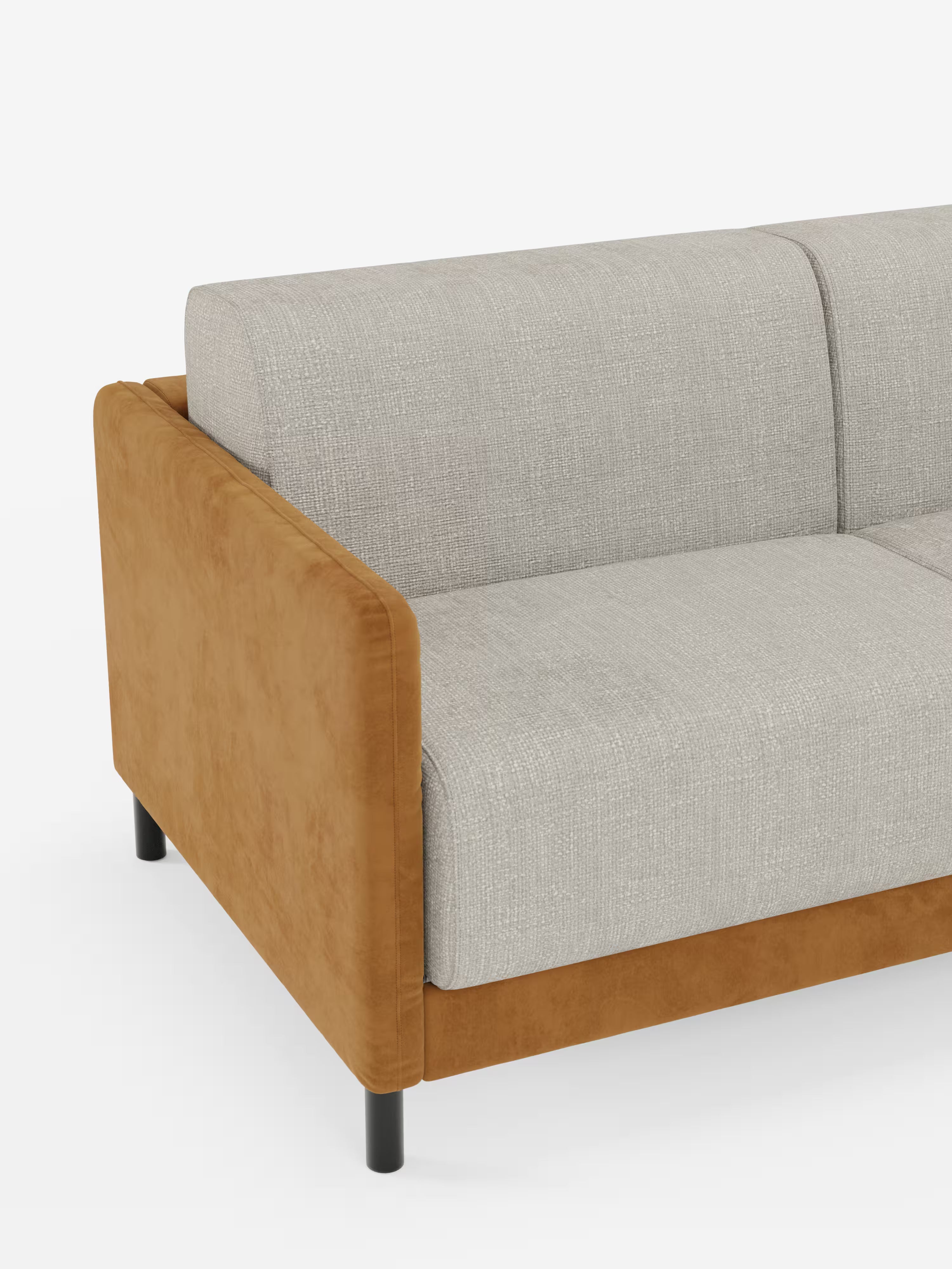 Narciso divano letto 2 e 3 posti materasso alto 18 cm - bicolore cuoio - panna in microfibra e ciniglia impermeabile