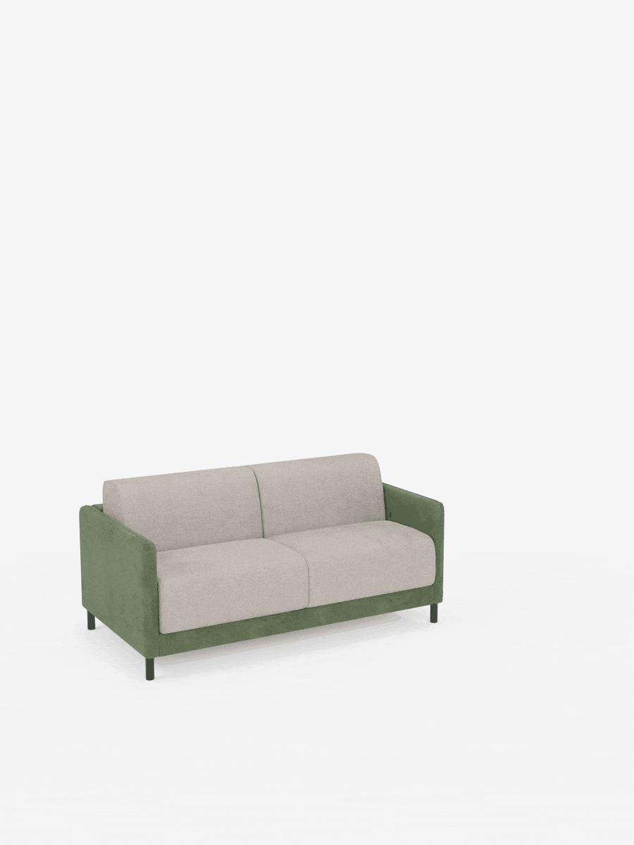 Narciso divano letto 2 e 3 posti materasso alto 18 cm - bicolore cuoio - panna in microfibra e ciniglia impermeabile