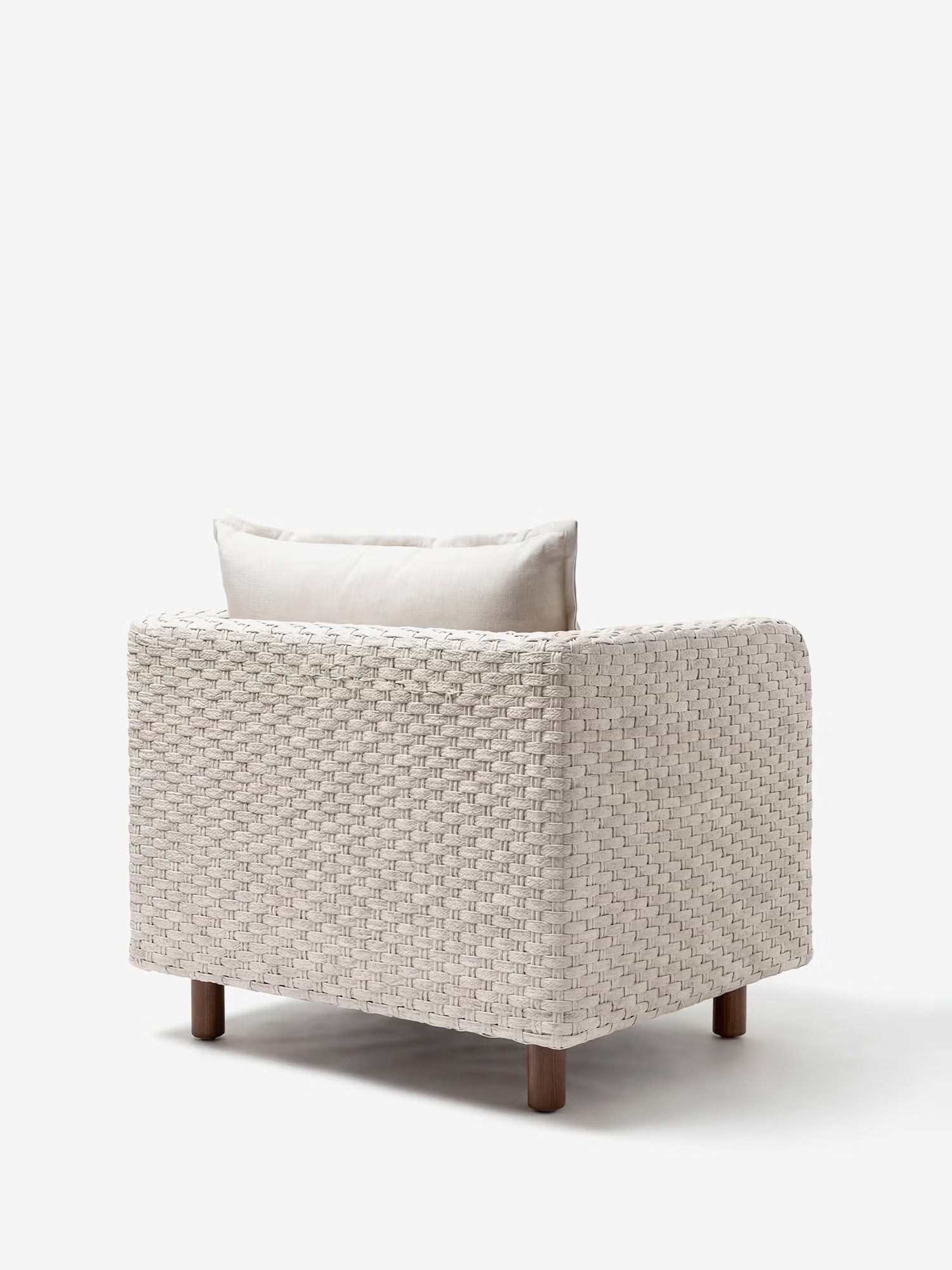 Ares Sillón de exterior de cuerda trenzada y metal blanco roto con cojines Arena