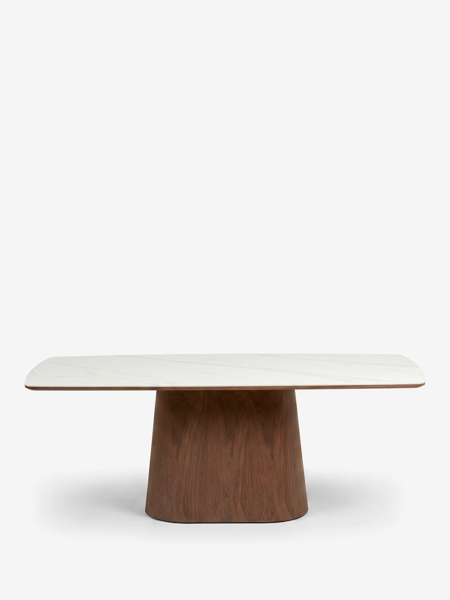 Noli Table à manger rectangulaire certifiée FSC® en céramique effet marbre blanc et frêne foncé 200x90 cm