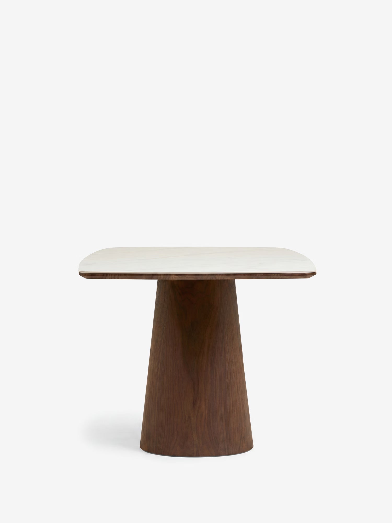 Noli Mesa de comedor rectangular certificada FSC® en cerámica efecto mármol blanco y fresno oscuro 200x90 cm