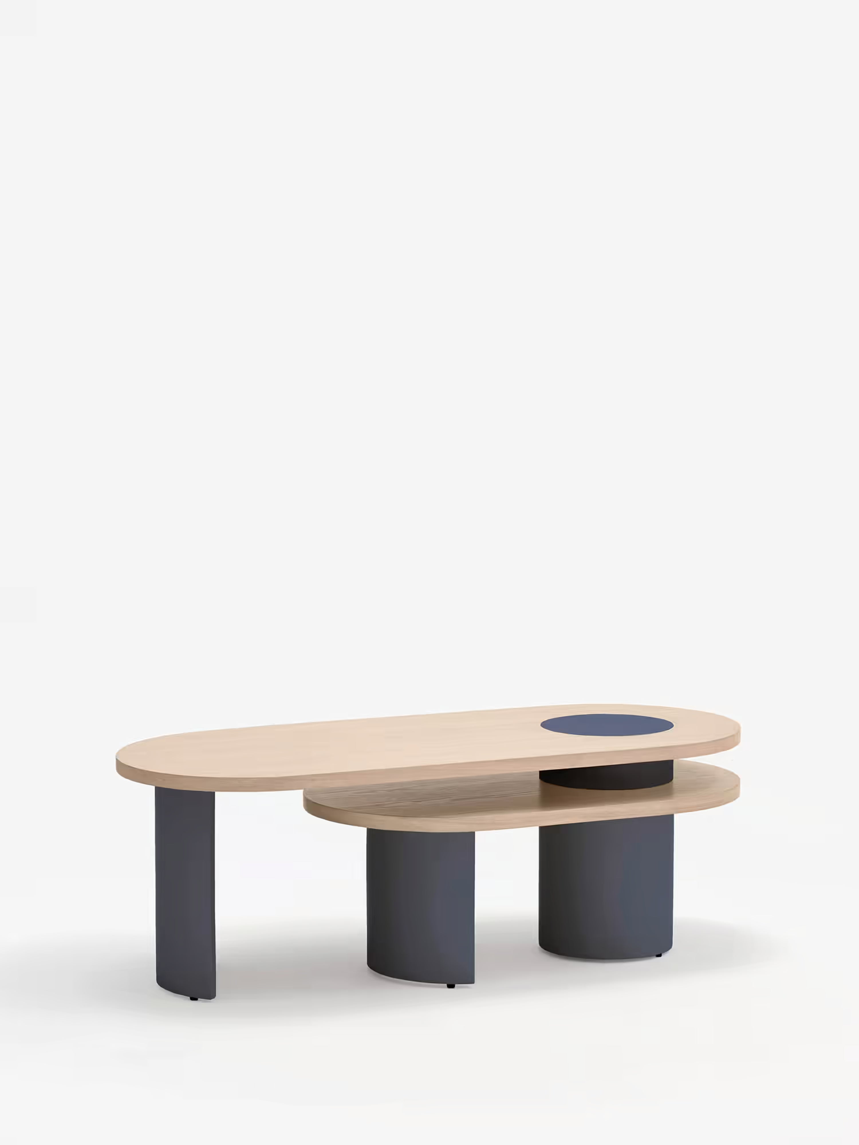 Nori Ovaler Design-Couchtisch mit zwei Ebenen - 120 cm