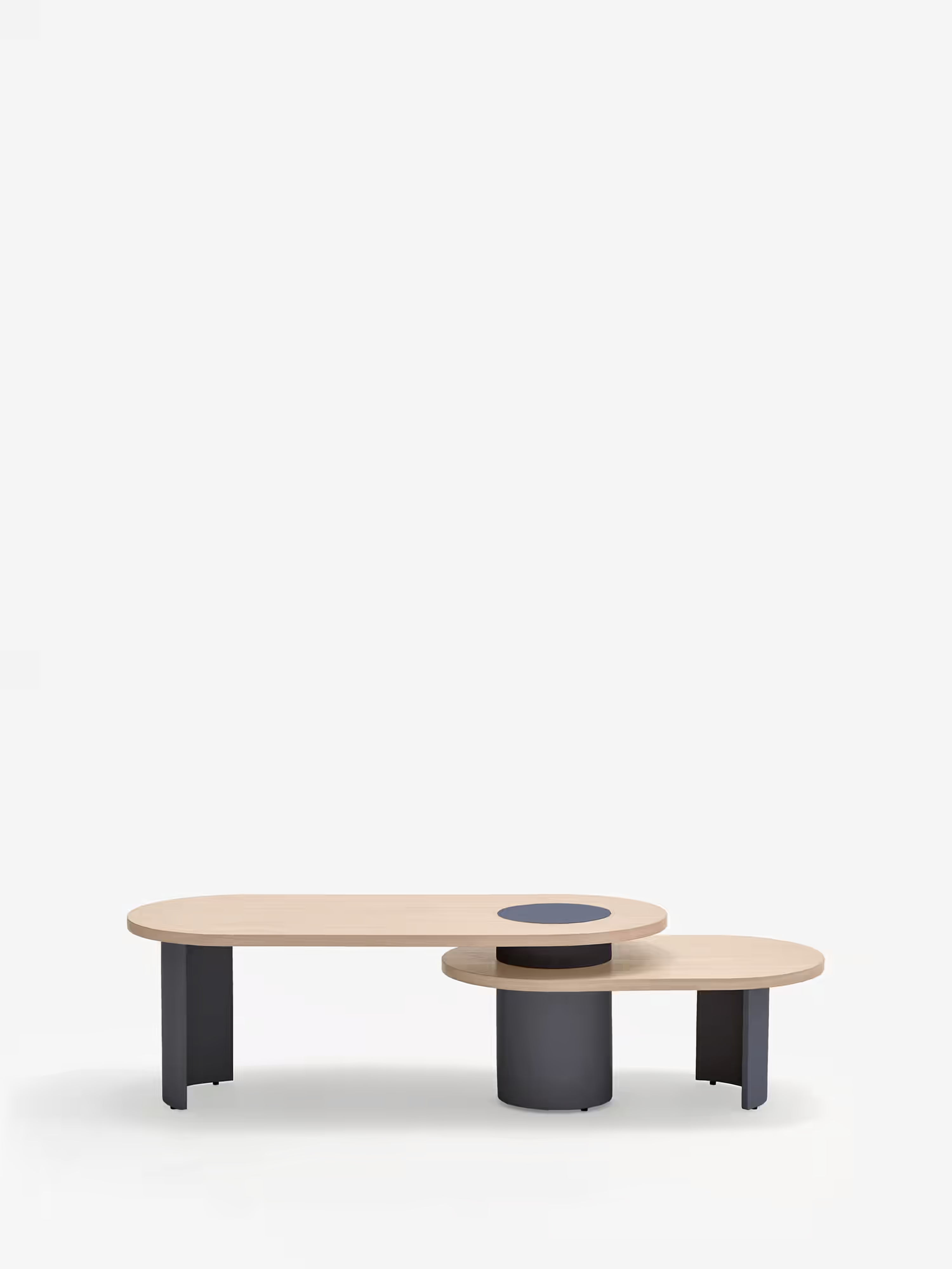 Nori Ovaler Design-Couchtisch mit zwei Ebenen - 120 cm