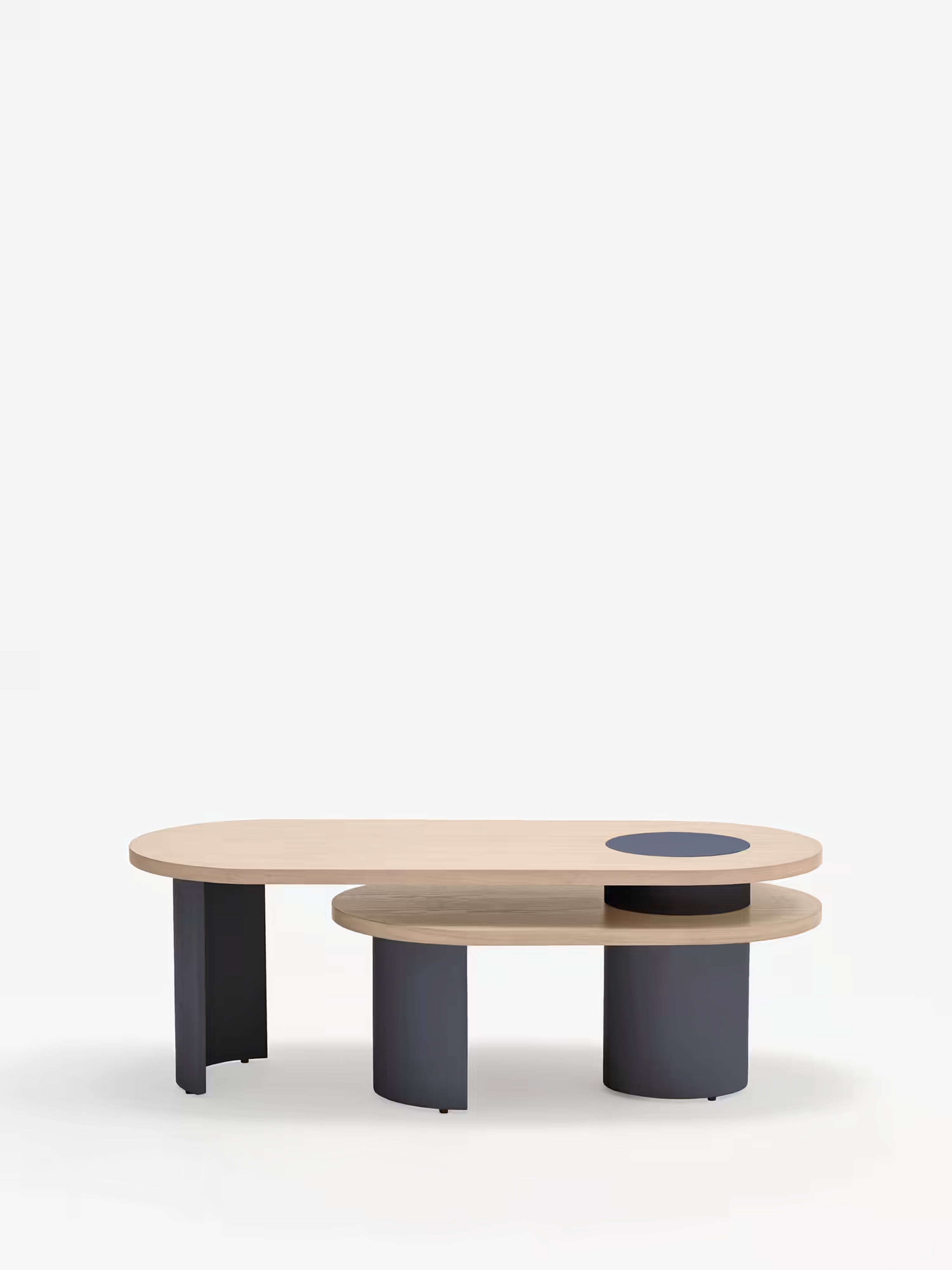 Nori Ovaler Design-Couchtisch mit zwei Ebenen - 120 cm