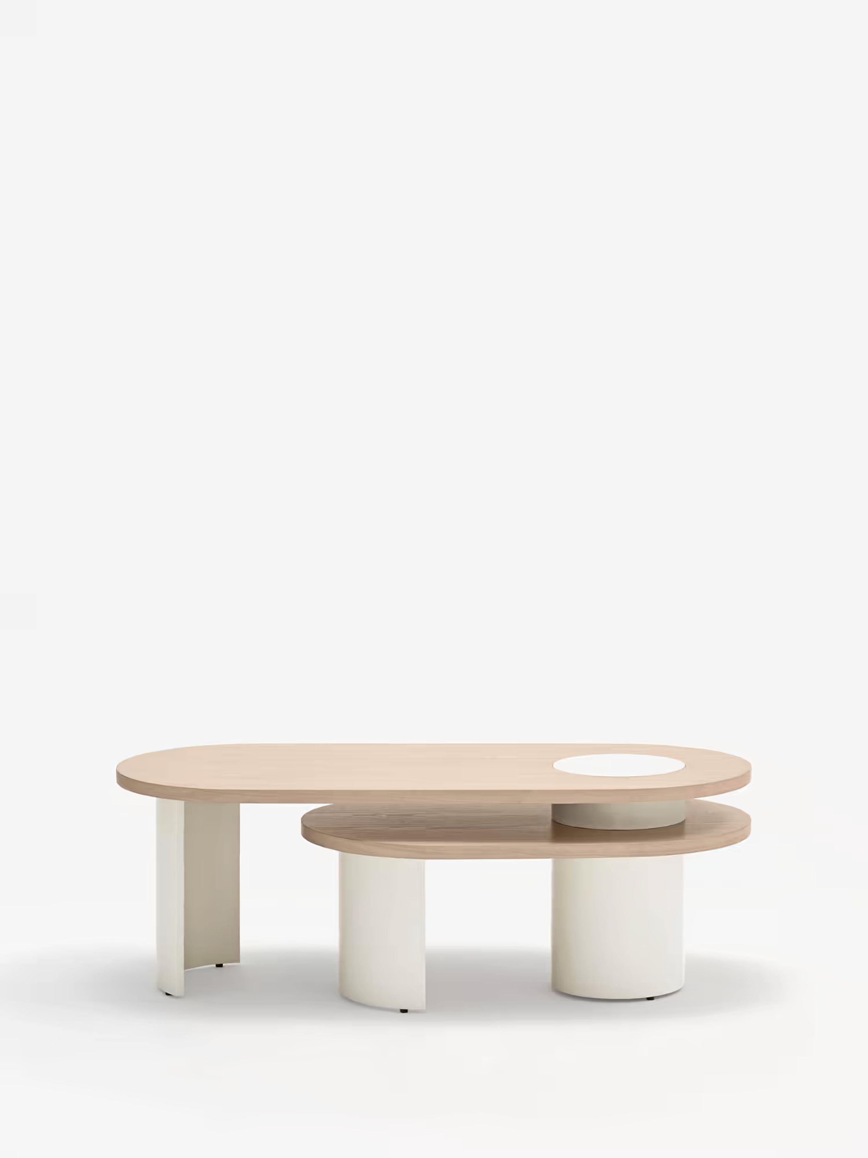 Nori Ovaler Design-Couchtisch mit zwei Ebenen - 120 cm