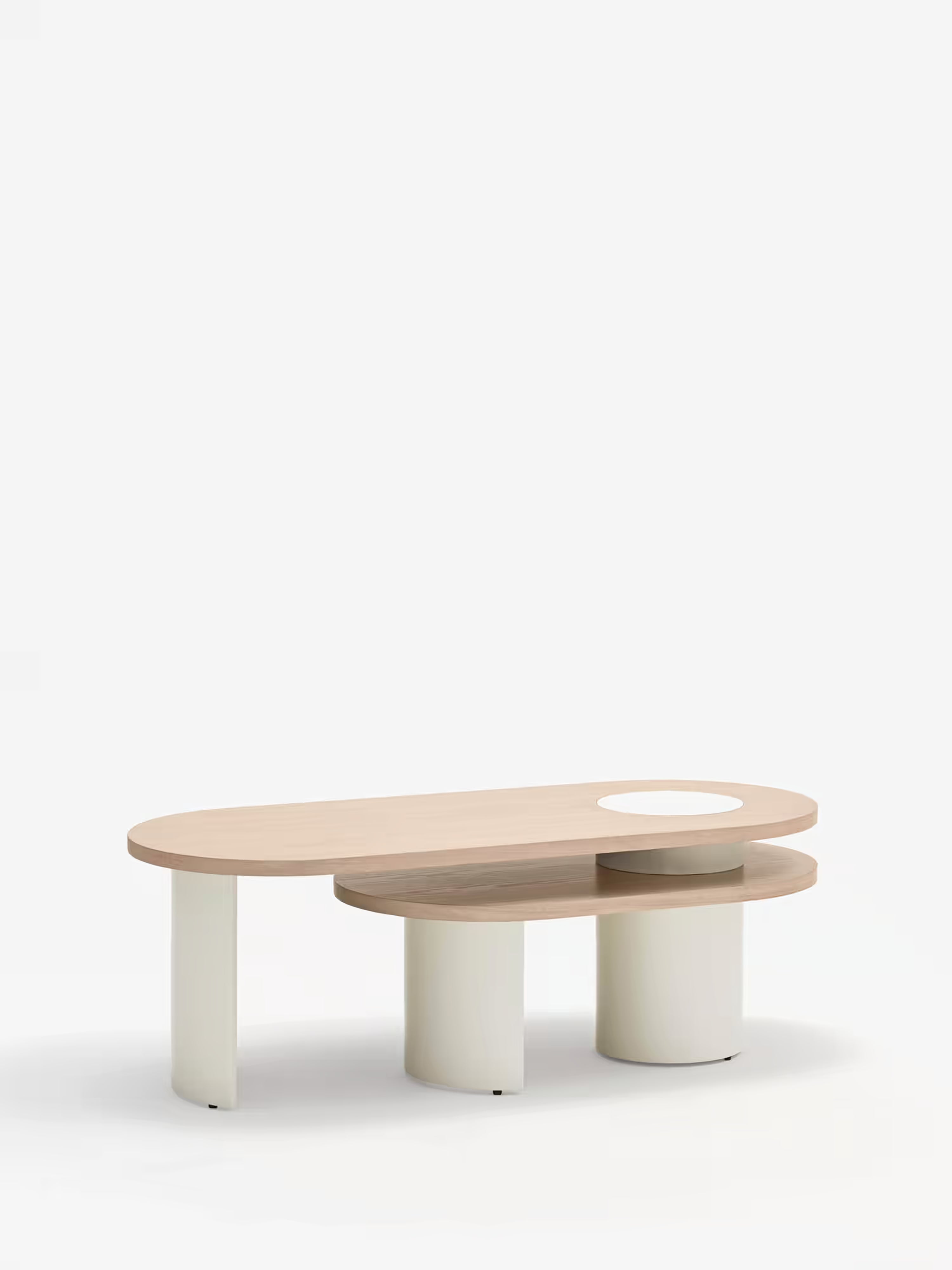 Nori Ovaler Design-Couchtisch mit zwei Ebenen - 120 cm