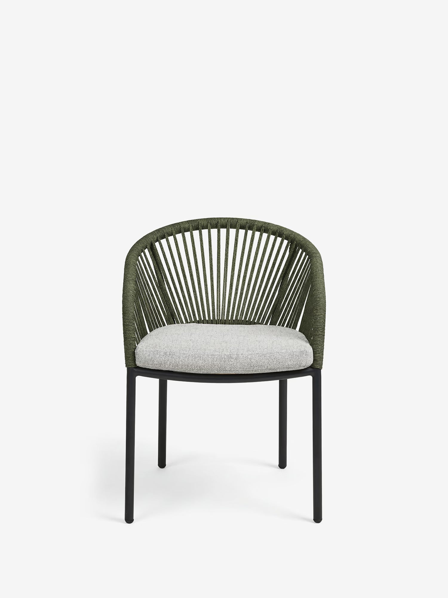 Novella Silla de exterior de aluminio verde con cojín acolchado gris
