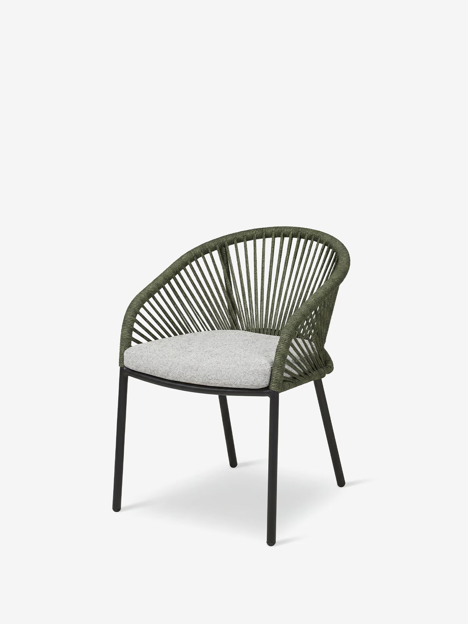 Novella Silla de exterior de aluminio verde con cojín acolchado gris