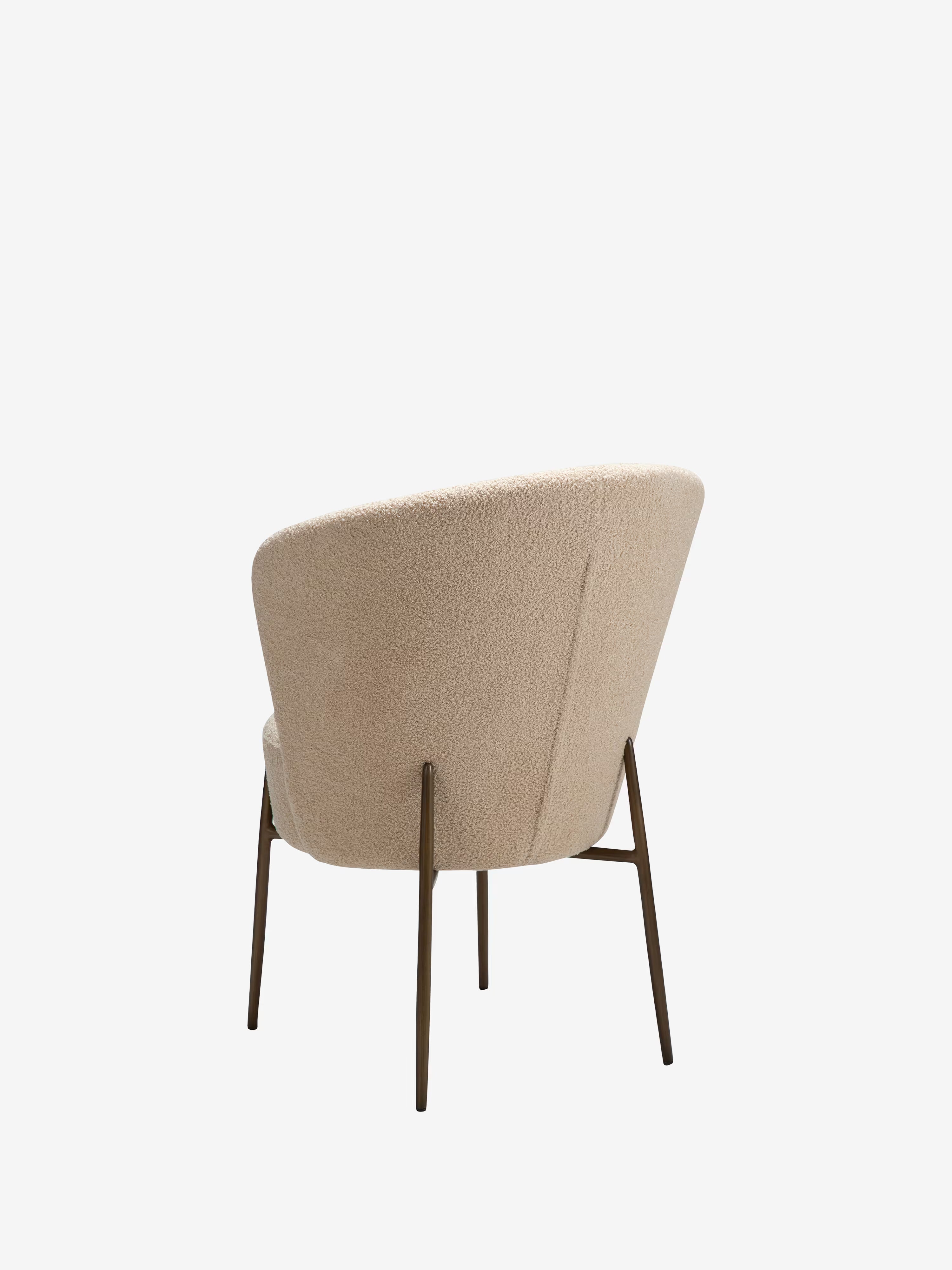 Orbit - Chaise rembourrée en bouclé RPES durable avec pieds en métal