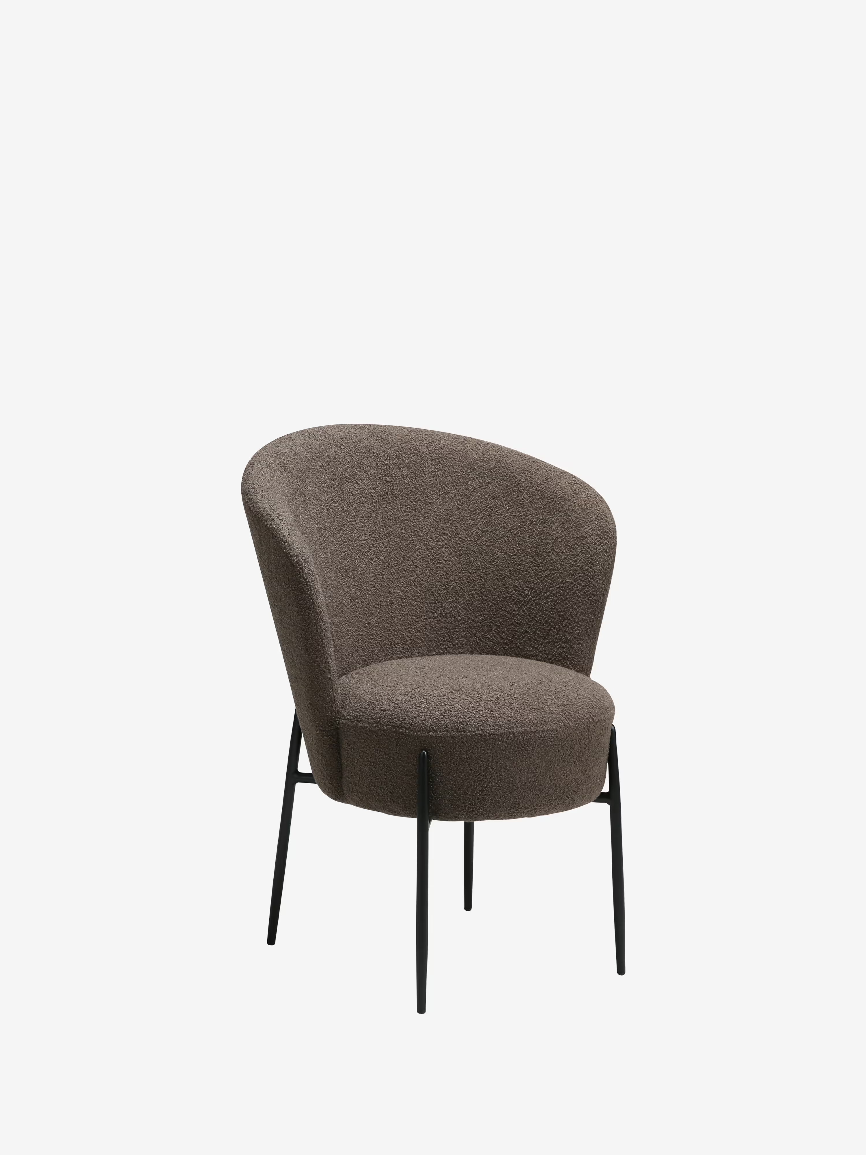 Orbit - Chaise rembourrée en bouclé RPES durable avec pieds en métal
