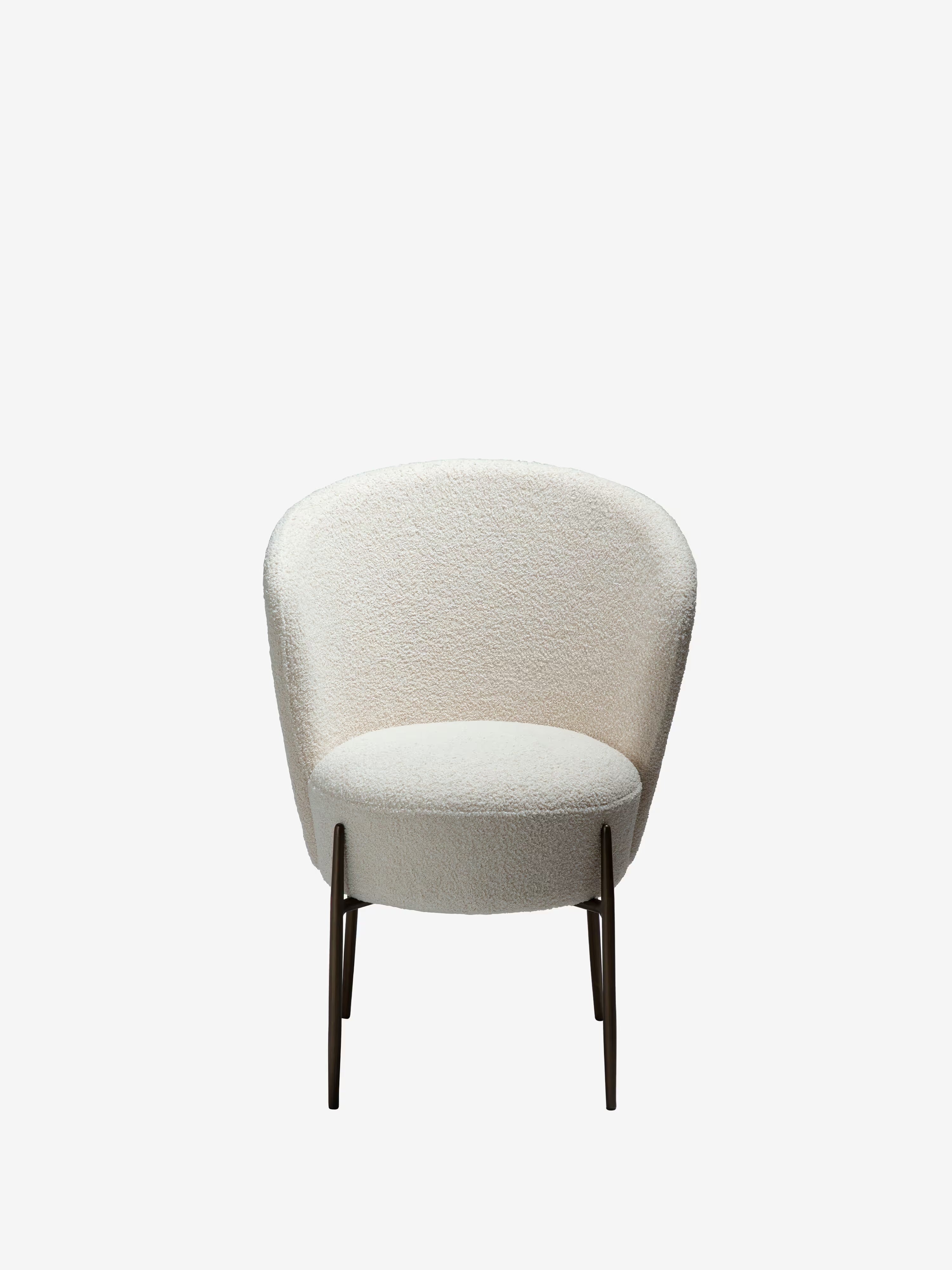 Orbit - Chaise rembourrée en bouclé RPES durable avec pieds en métal