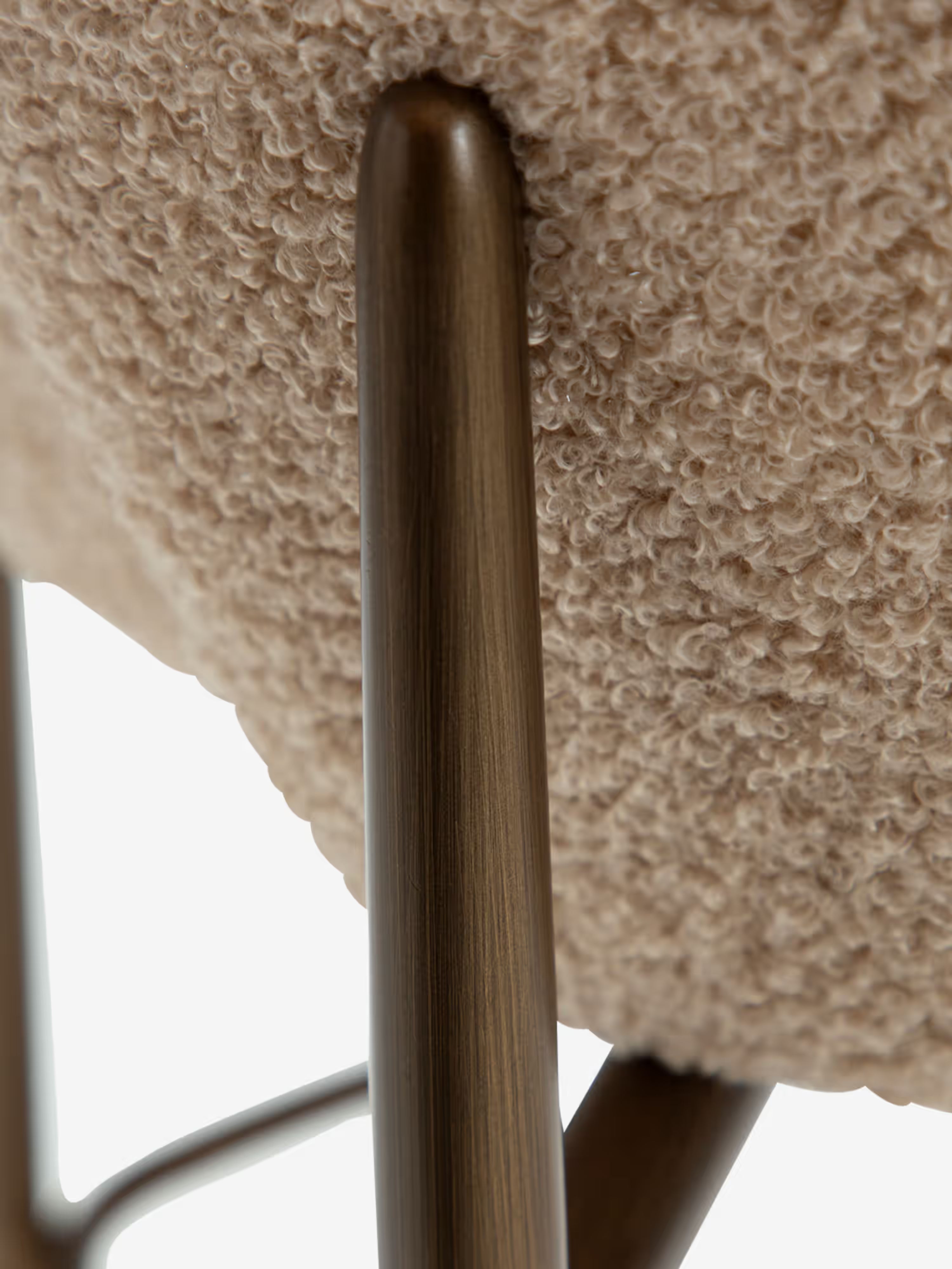 Orbit - tabouret rembourré en bouclé RPES durable avec pieds en métal