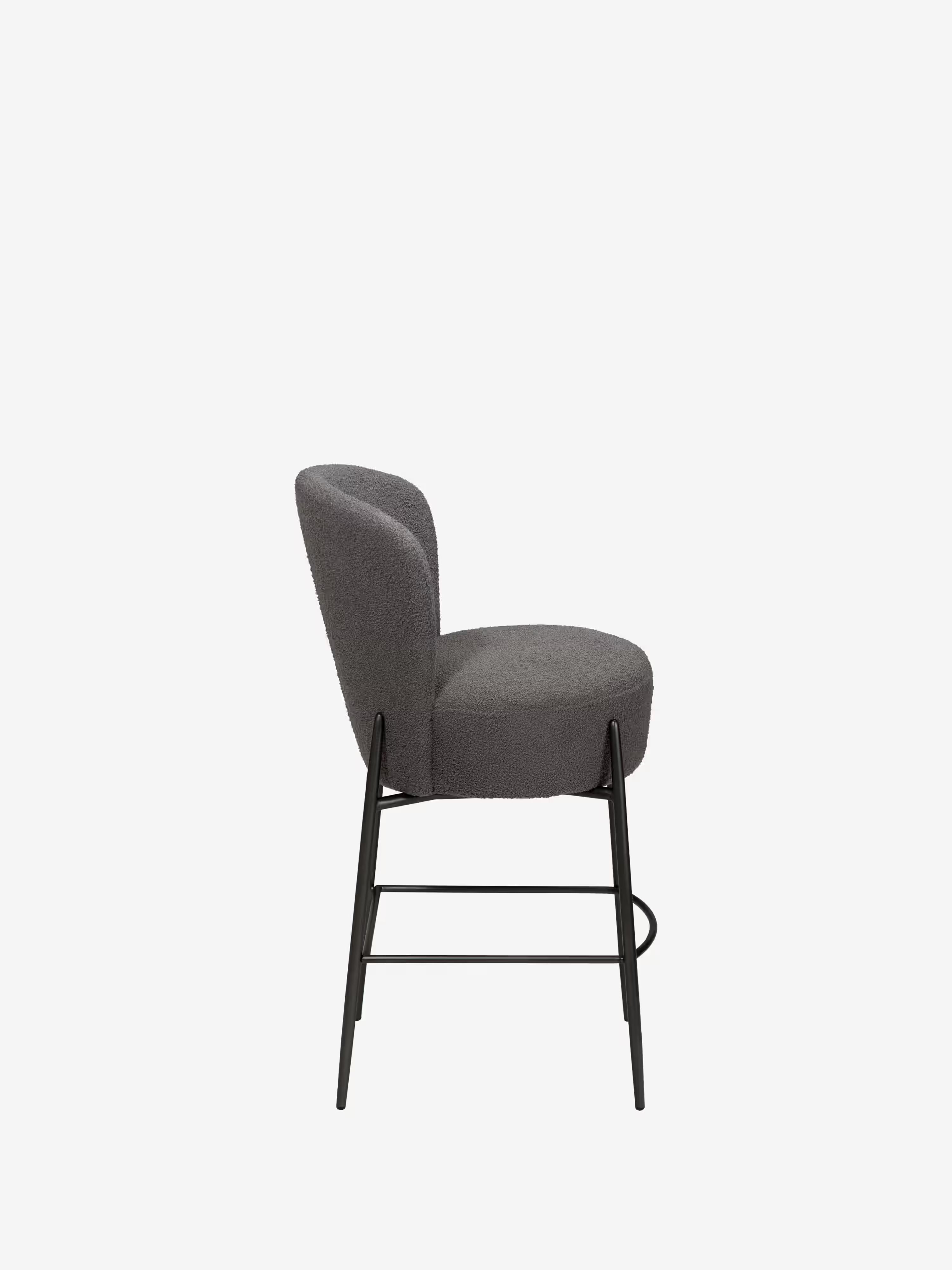 Orbit - tabouret rembourré en bouclé RPES durable avec pieds en métal