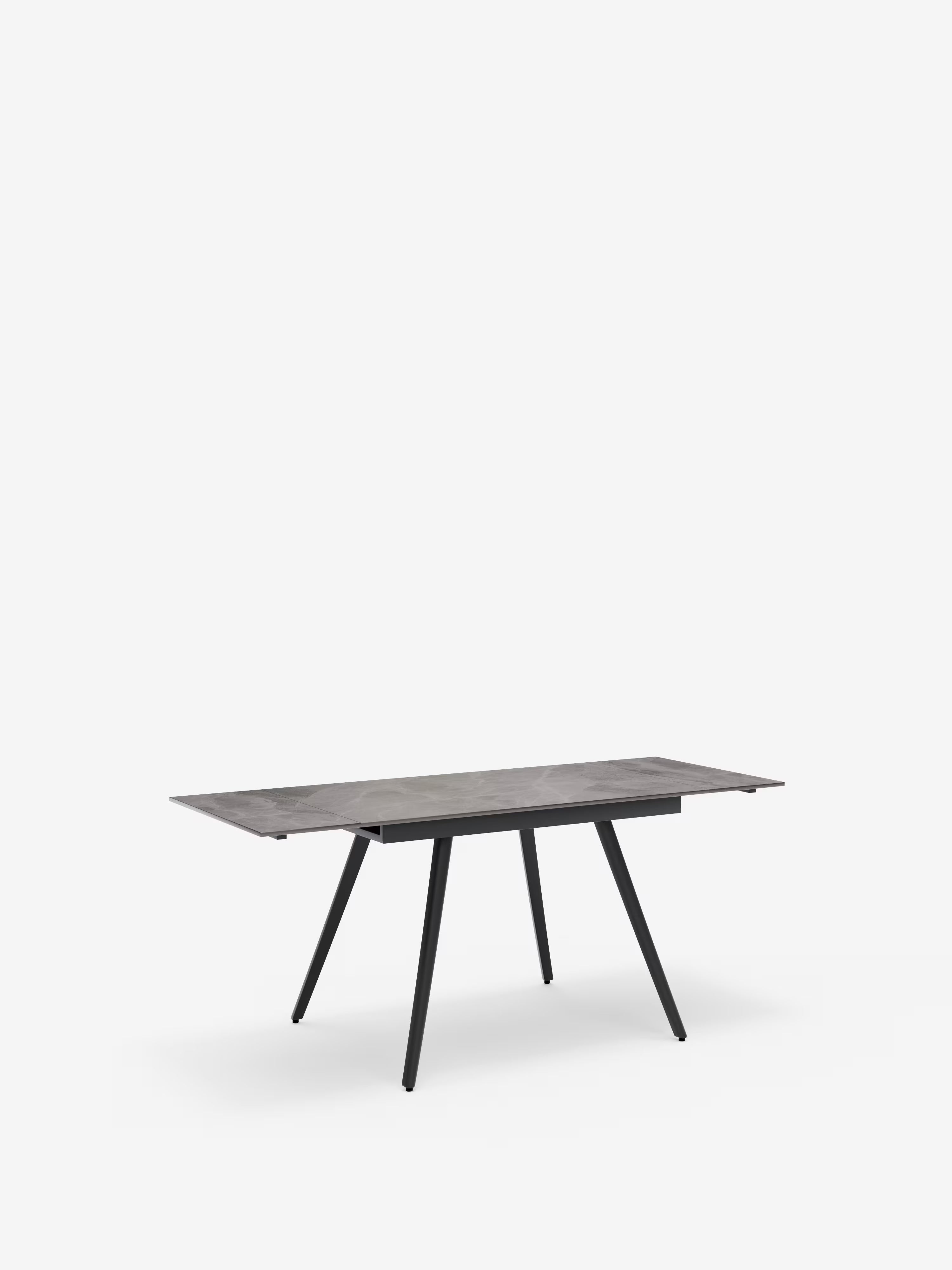 Oreste Mesa extensible efecto mármol gris – base de metal antracita 120 (180) x 80 cm