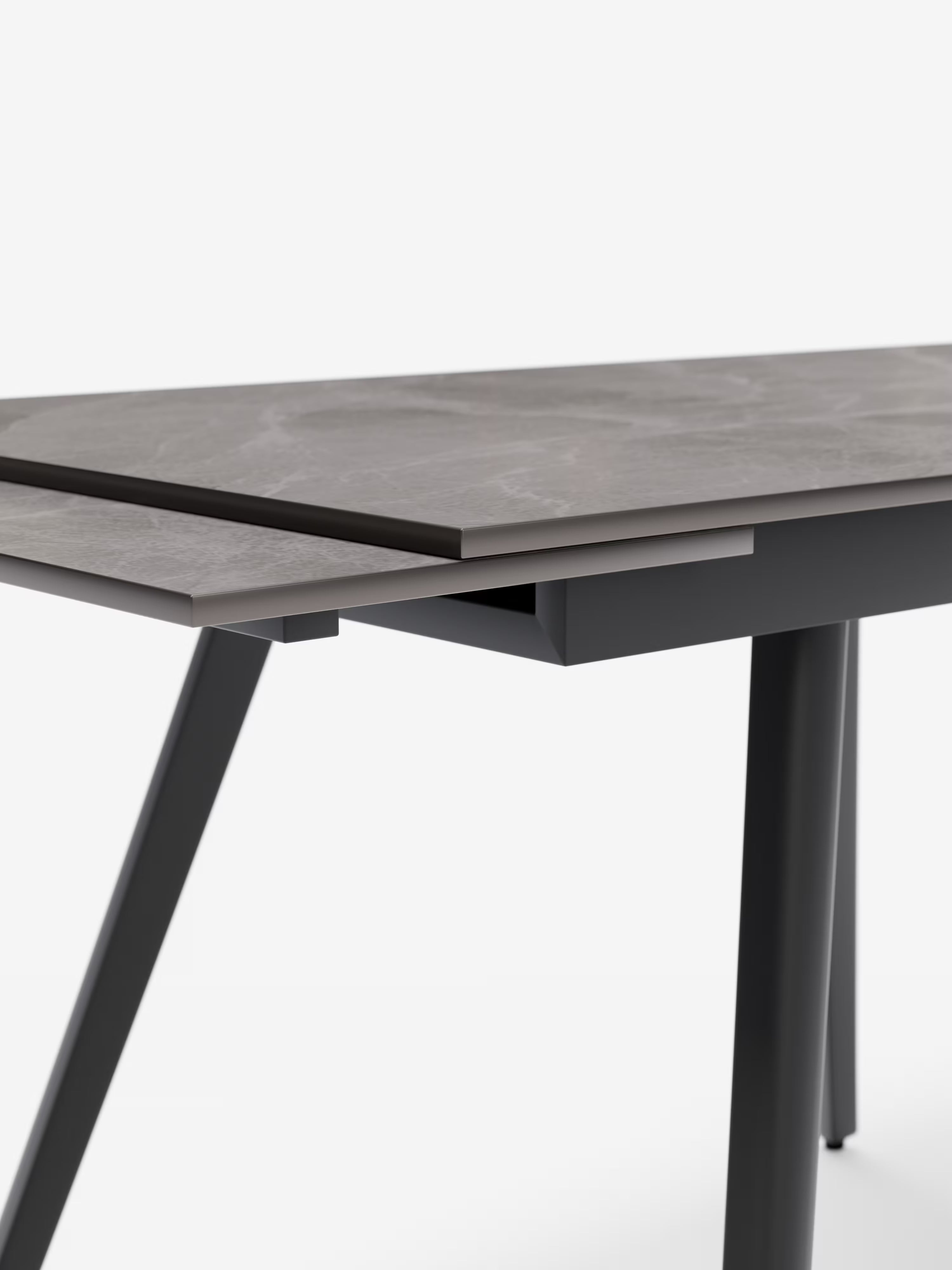 Oreste Mesa extensible efecto mármol gris – base de metal antracita 120 (180) x 80 cm
