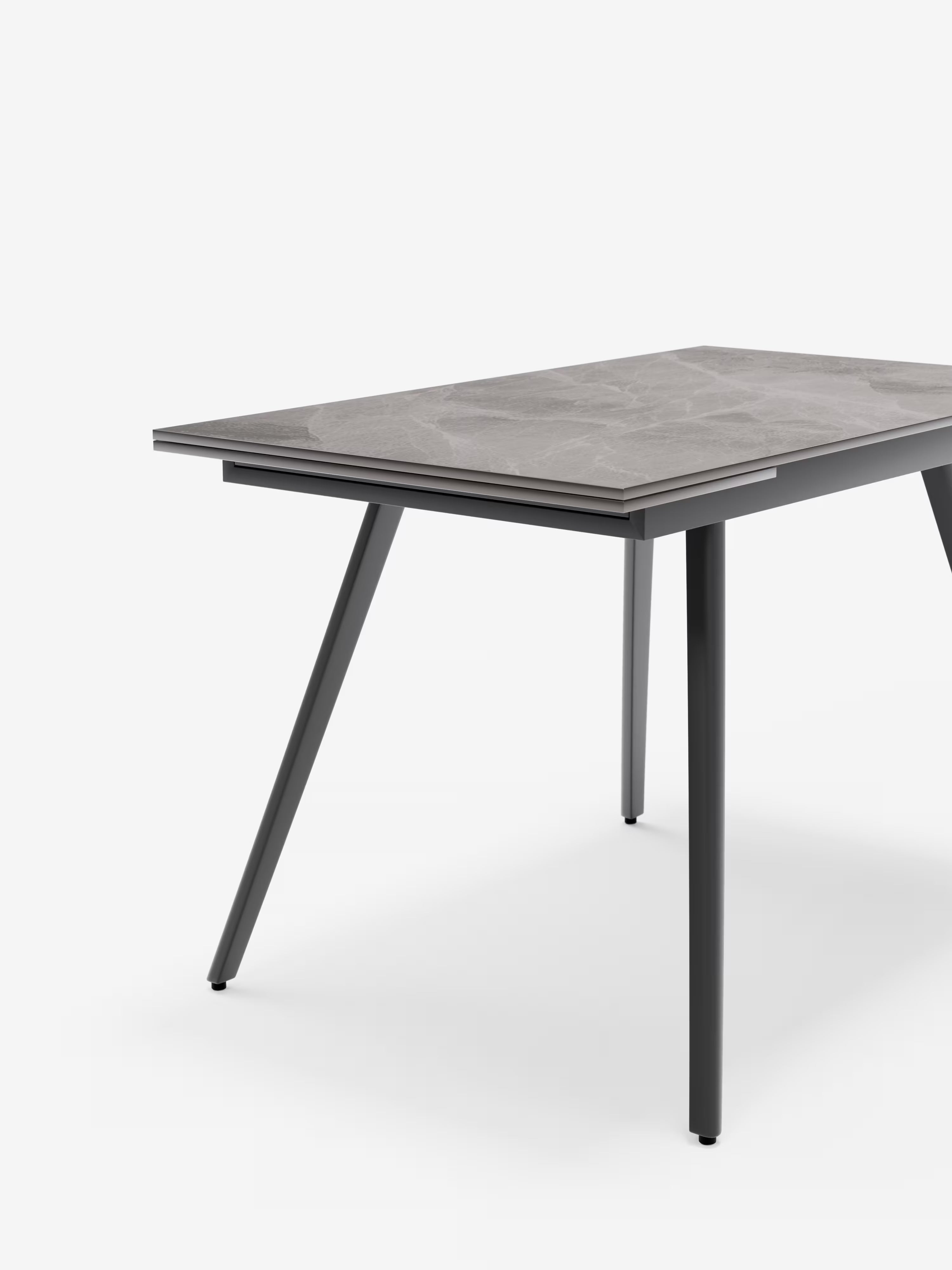 Oreste Mesa extensible efecto mármol gris – base de metal antracita 120 (180) x 80 cm