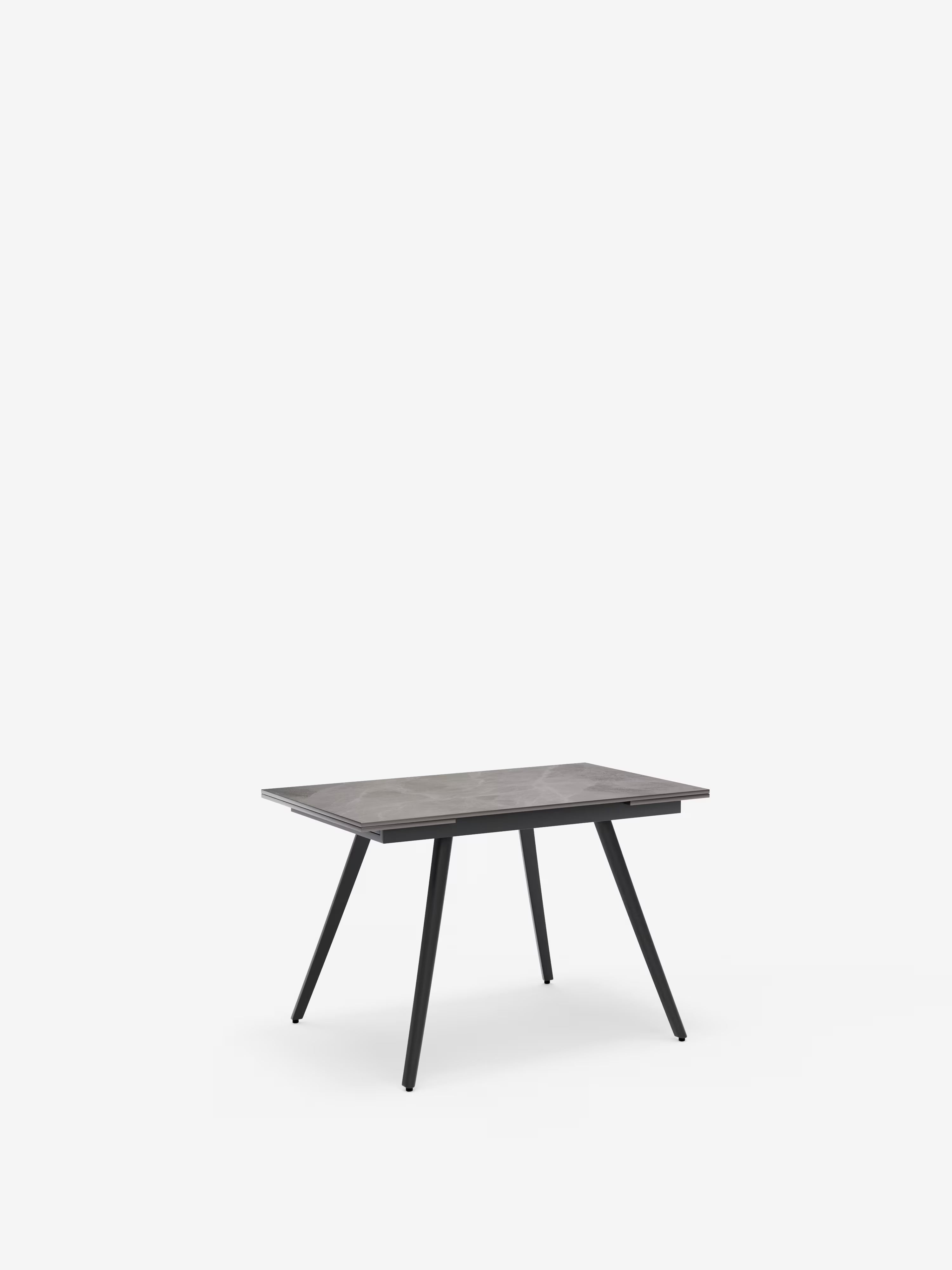 Oreste Mesa extensible efecto mármol gris – base de metal antracita 120 (180) x 80 cm