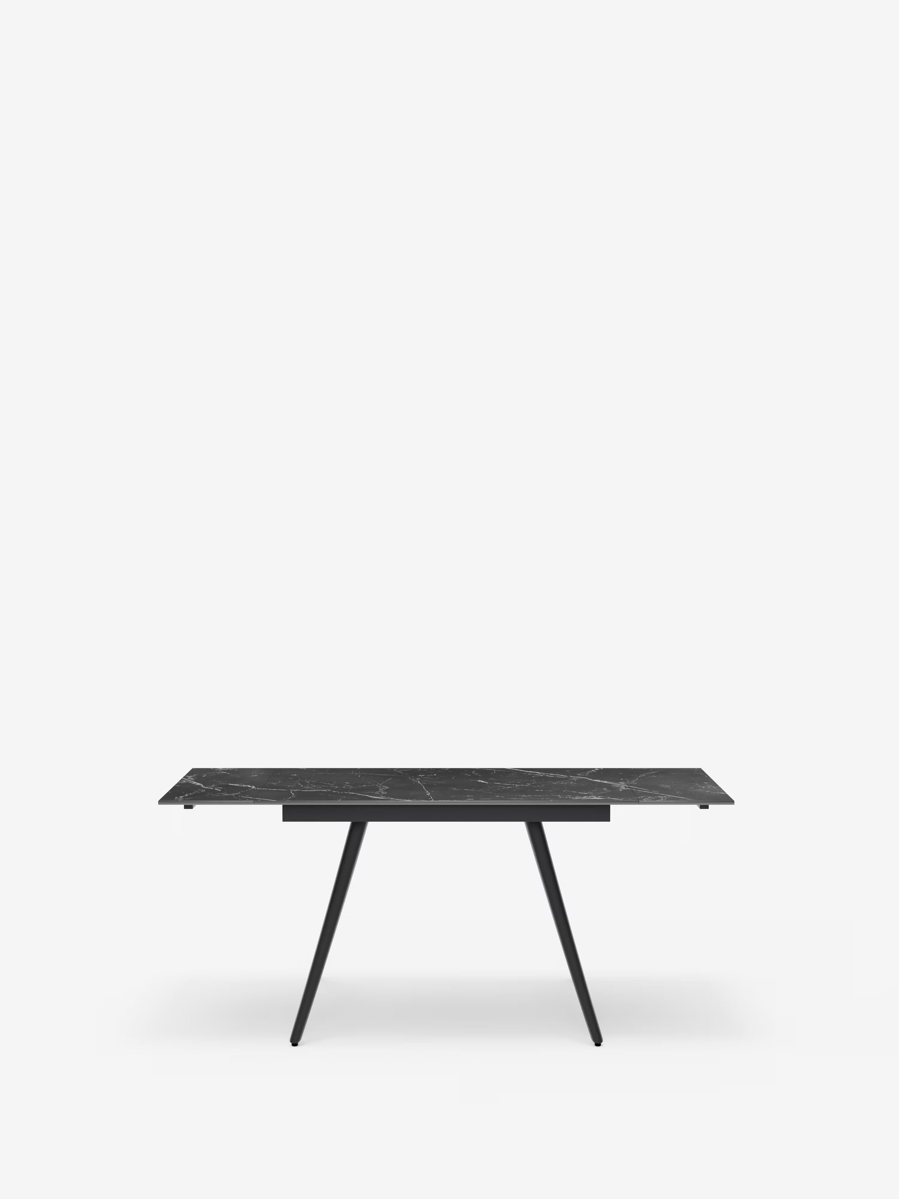 Oreste Mesa extensible efecto mármol negro – base de metal negro 120 (180) x 80 cm