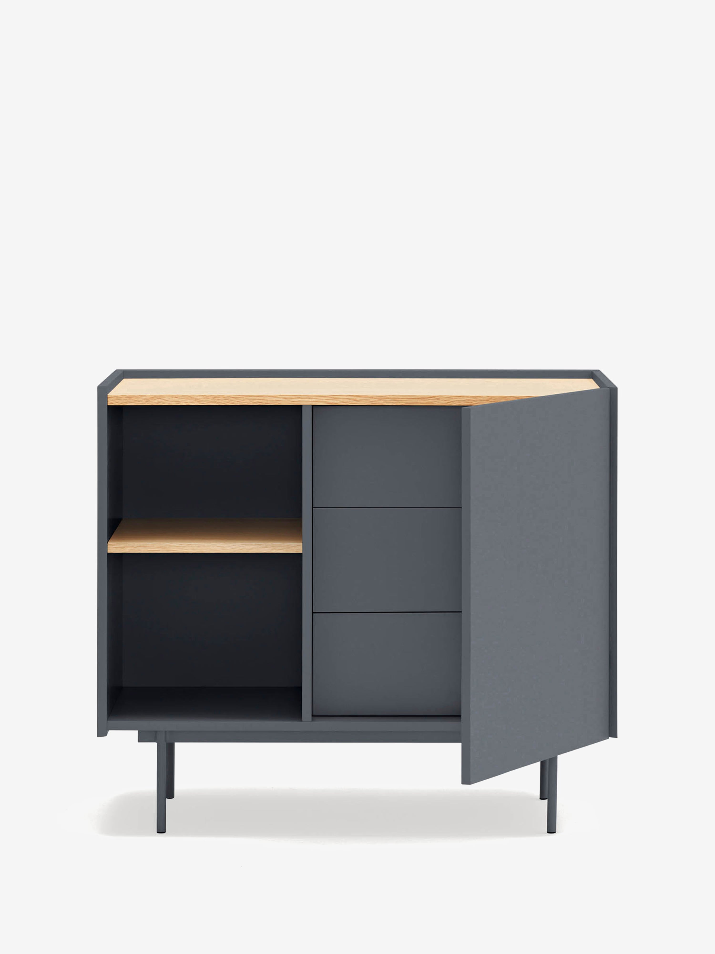 Otto cassettiera in rovere naturale e antracite – Comò moderno 88 x 78 cm