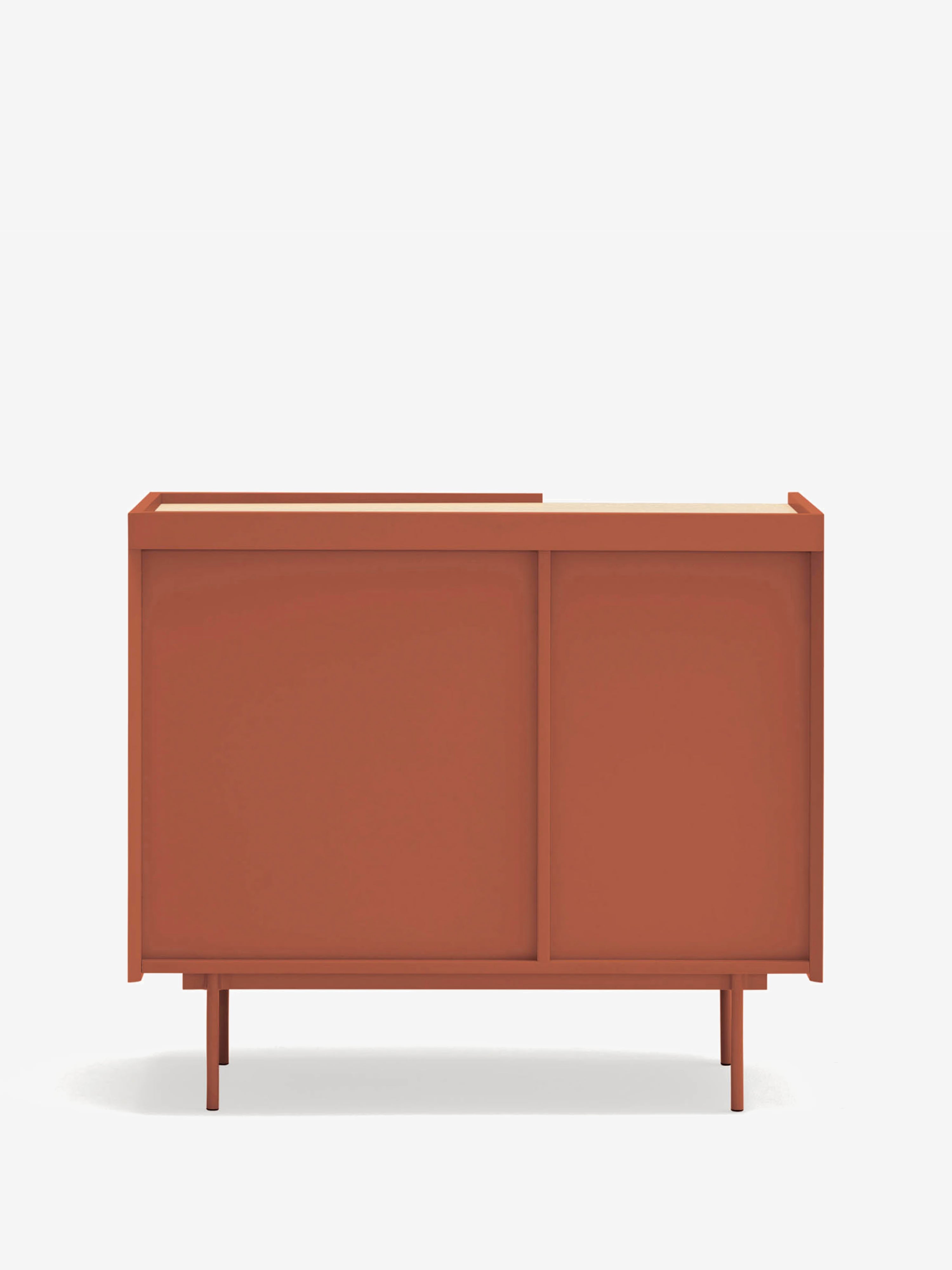 Otto cassettiera in rovere naturale e terracotta – Comò moderno 88 x 78 cm