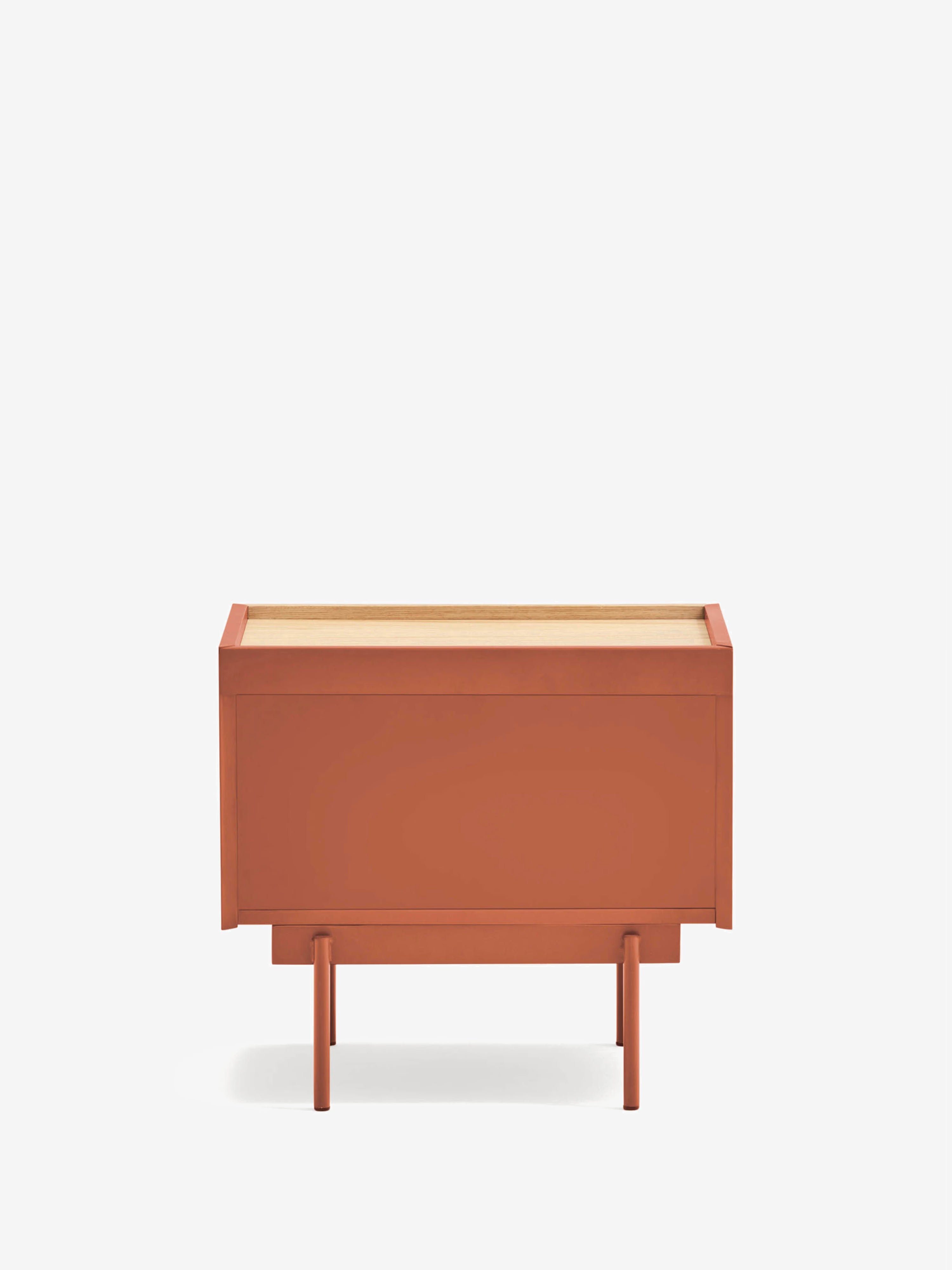 Otto comodino in rovere e terracotta – design moderno 50 x 47 cm