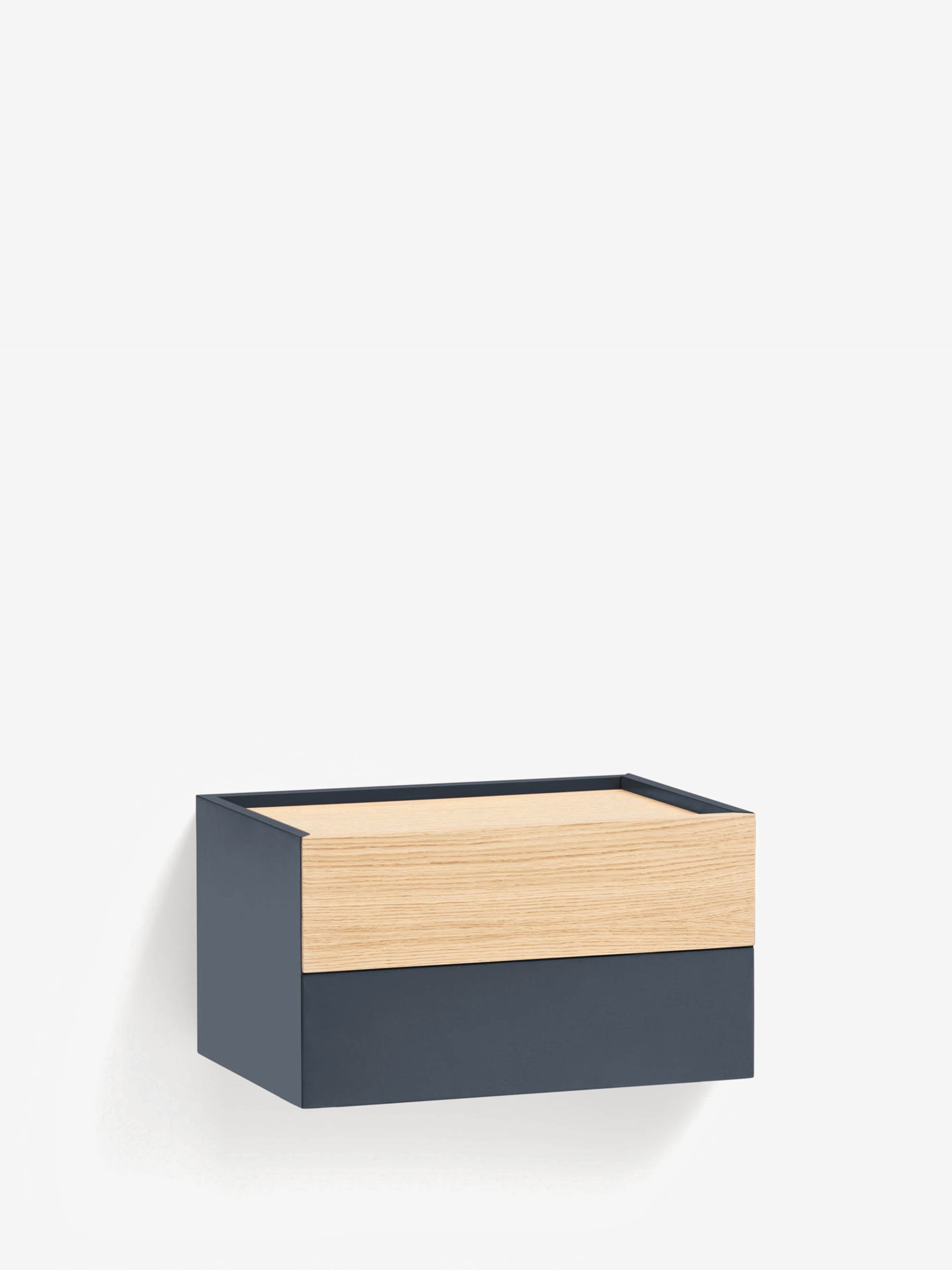 Otto comodino sospeso in rovere naturale e mdf grigio antracite – 50 x 29 cm