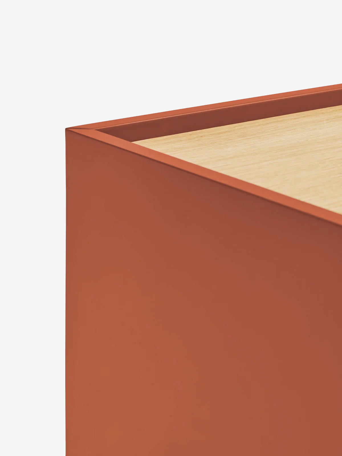 Otto comodino sospeso in rovere naturale e mdf terracotta – 50 x 29 cm