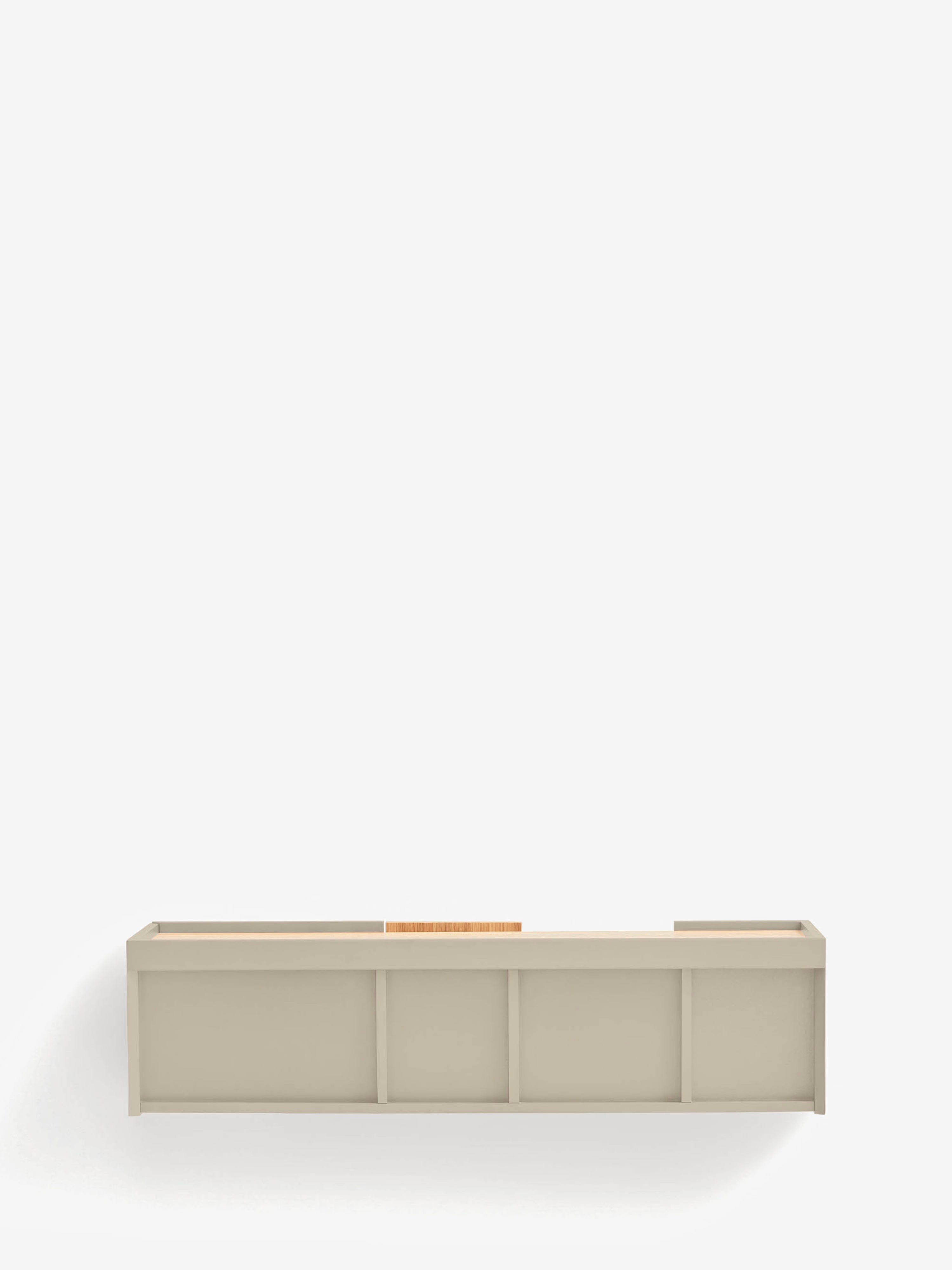 Otto consola suspendida en roble natural y mdf lacado beige arena 110 x 29 cm