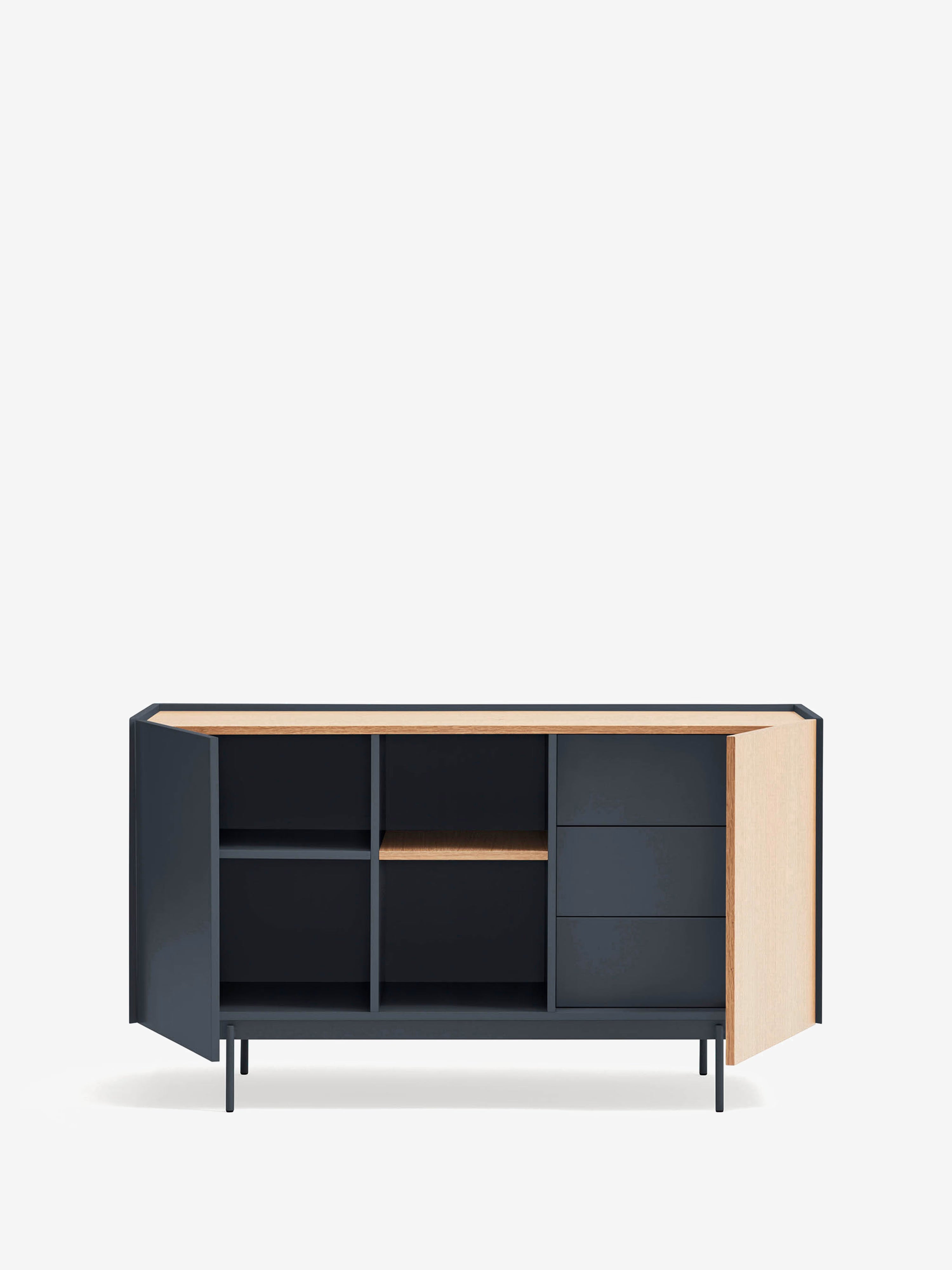 Otto aparador de 2 puertas en roble natural y gris antracita – aparador moderno 135 x 78