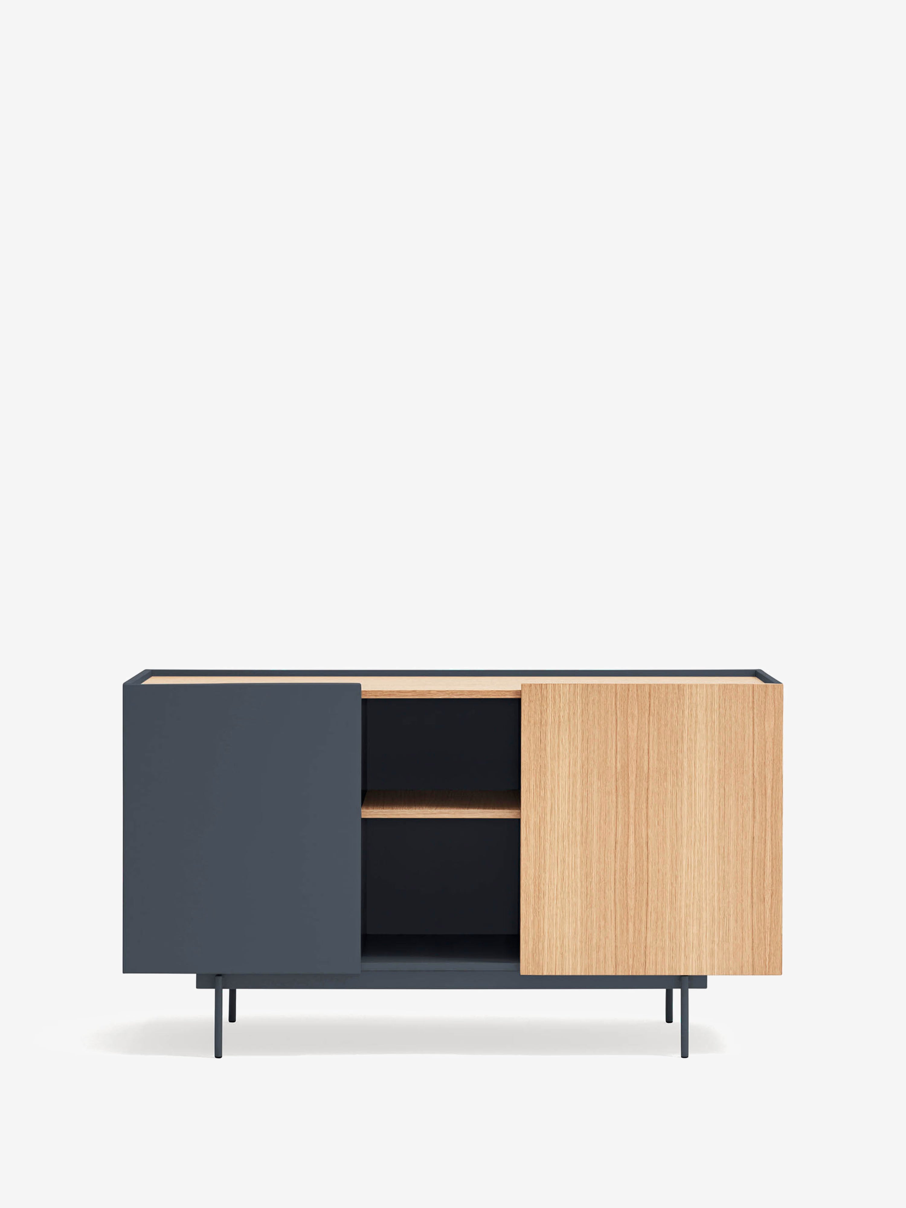 Otto aparador de 2 puertas en roble natural y gris antracita – aparador moderno 135 x 78