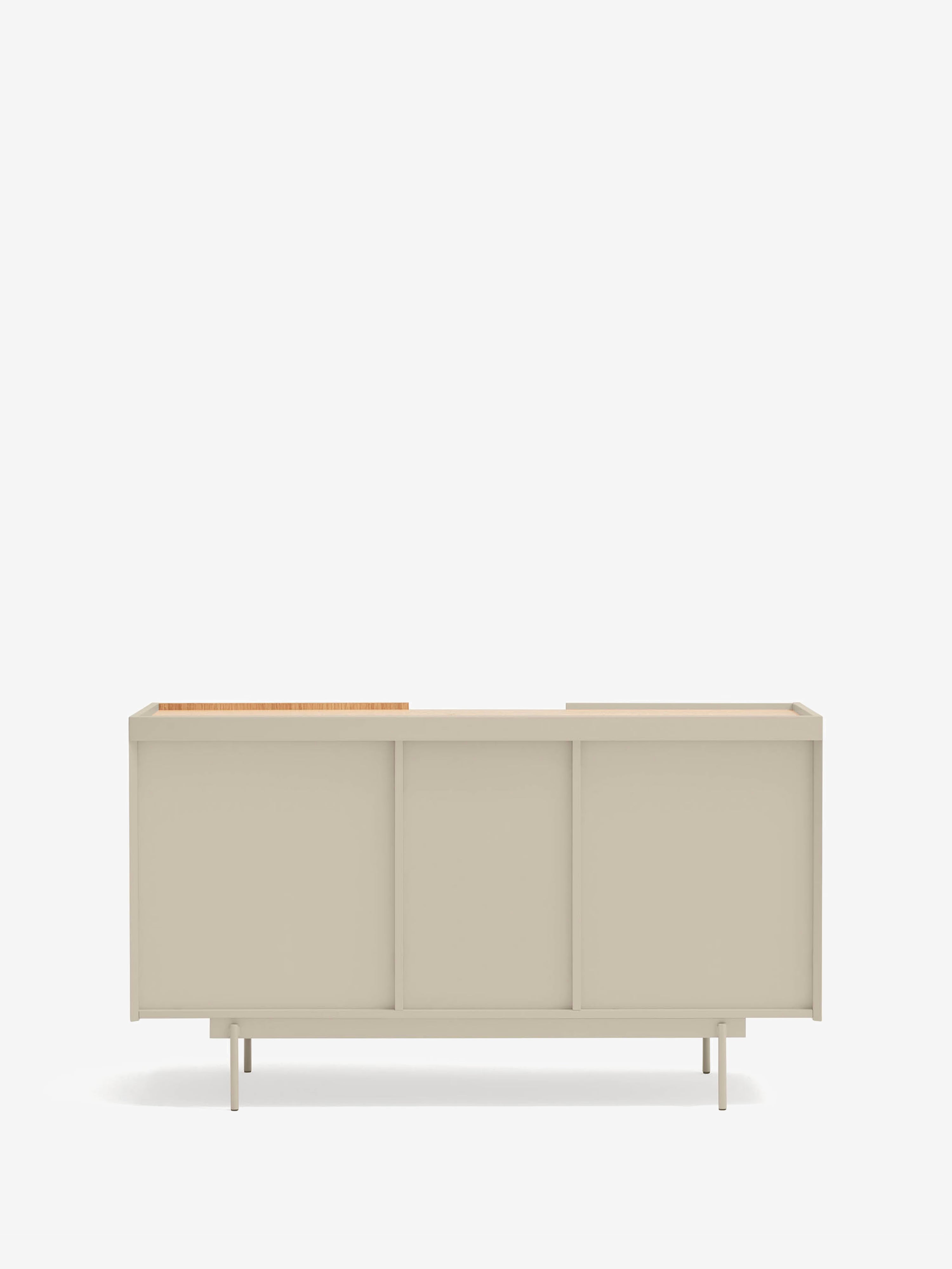 Otto aparador de 2 puertas en roble natural y beige arena – aparador moderno 135 x 78 cm