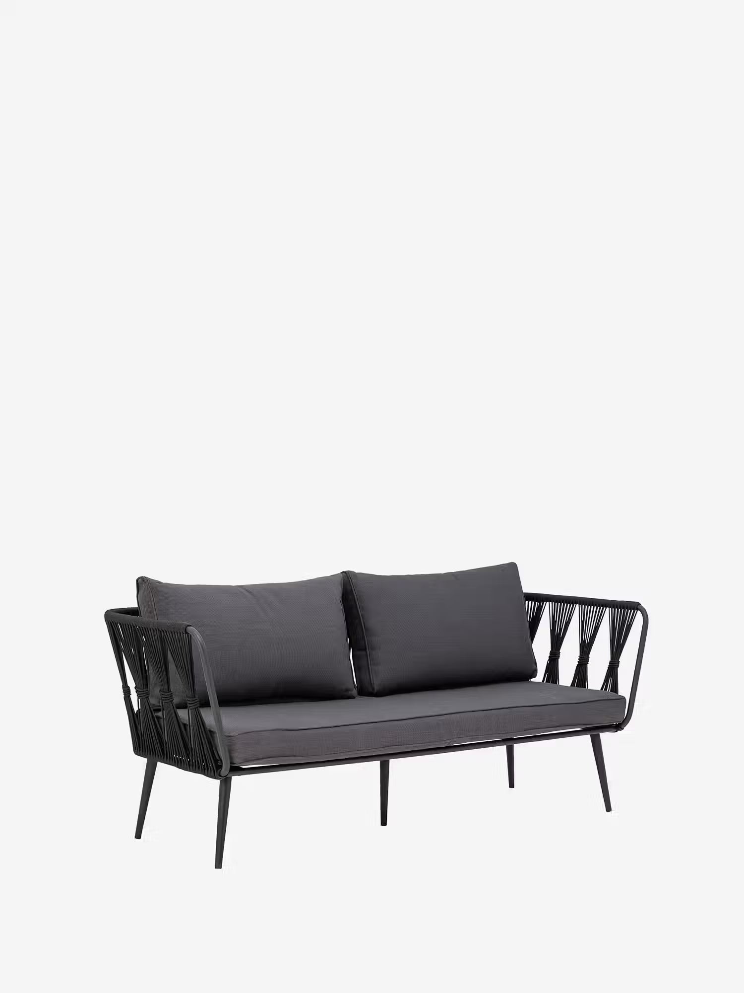 Pavone Sofá de exterior en metal y cuerda negra trenzada 174 cm - diseño minimalista y elegante