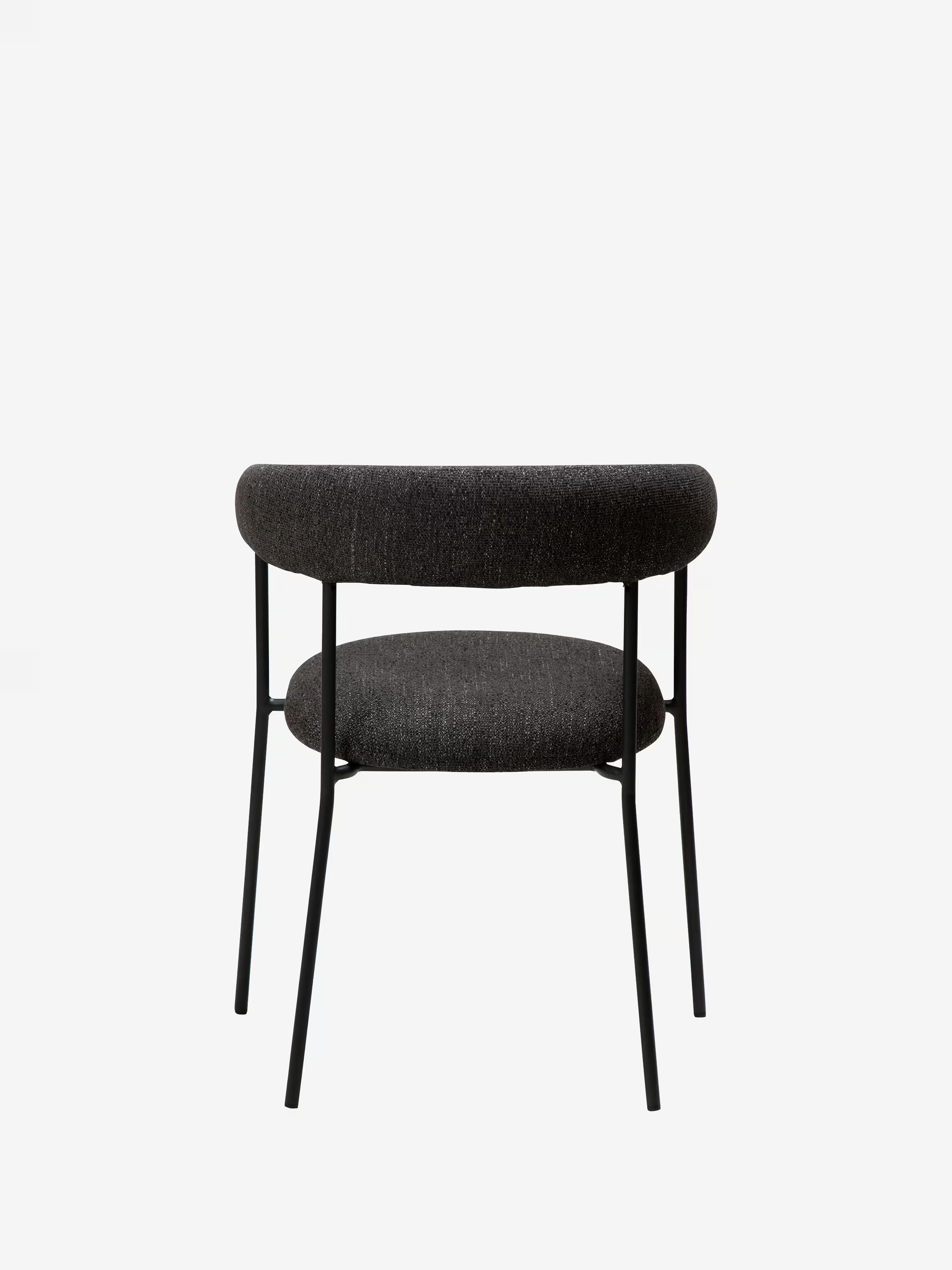 Plenti Chaise avec accoudoirs en tissu bouclé et structure en métal - design léger et élégant