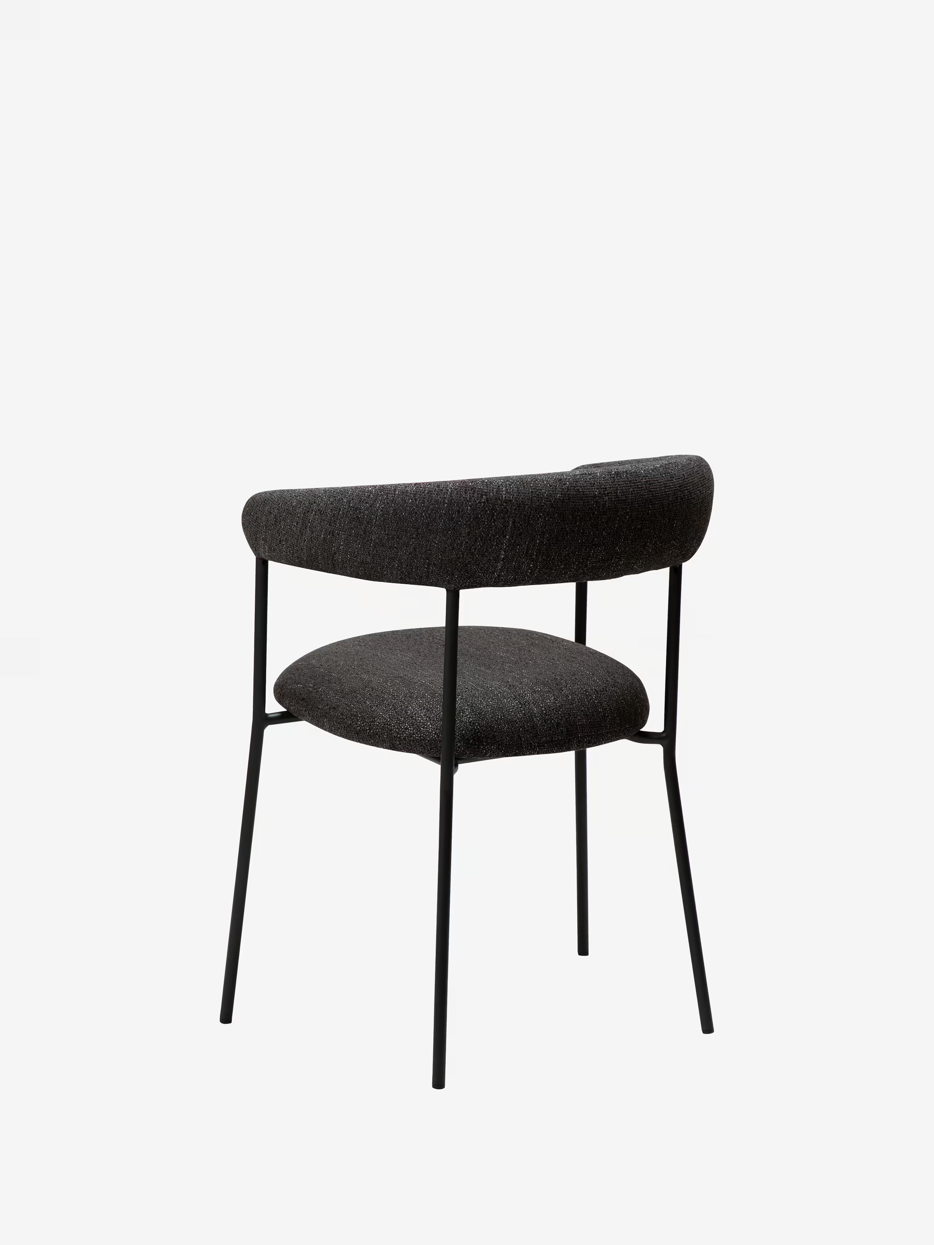 Plenti Chaise avec accoudoirs en tissu bouclé et structure en métal - design léger et élégant