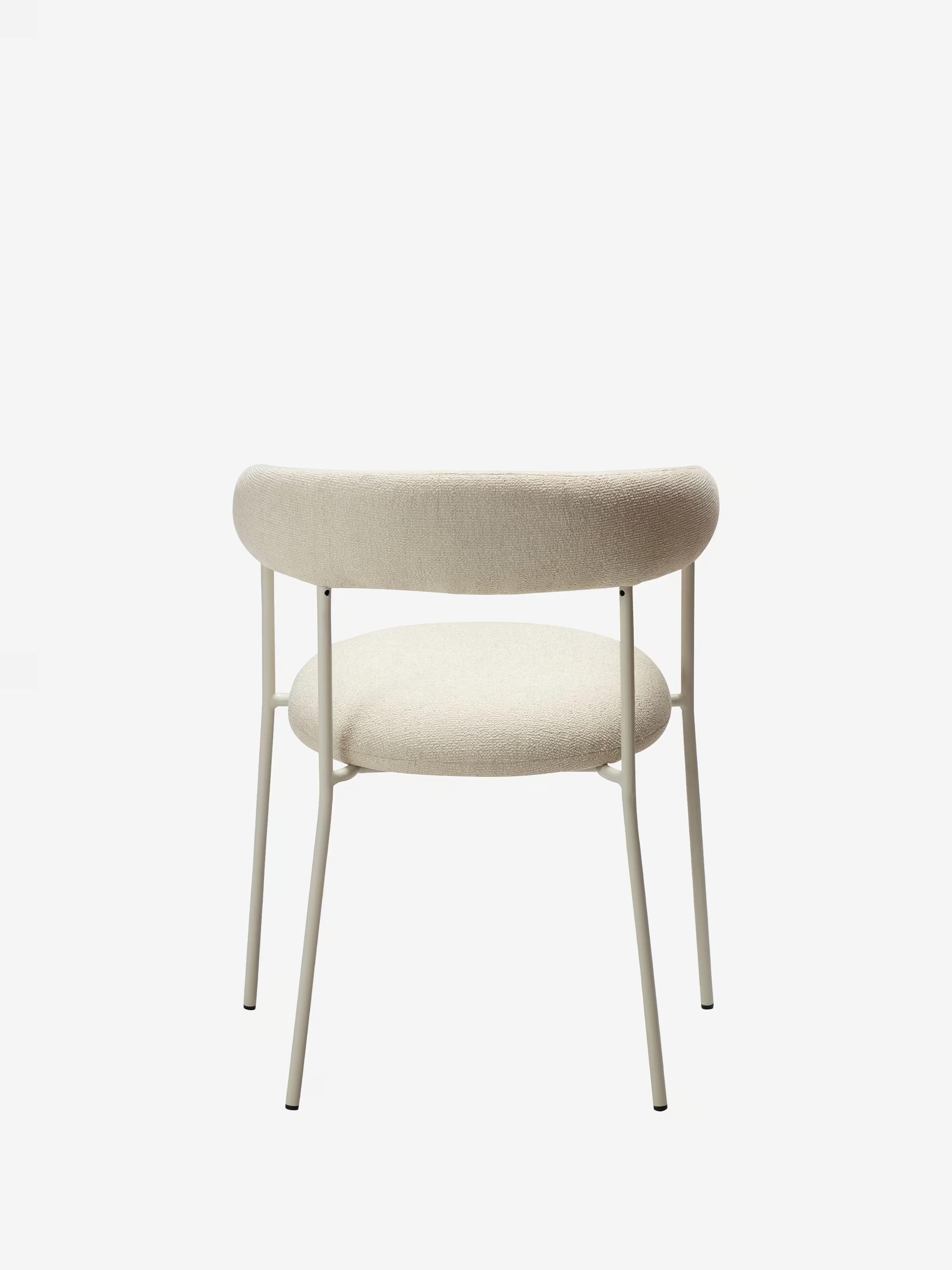 Plenti Chaise avec accoudoirs en tissu bouclé et structure en métal - design léger et élégant